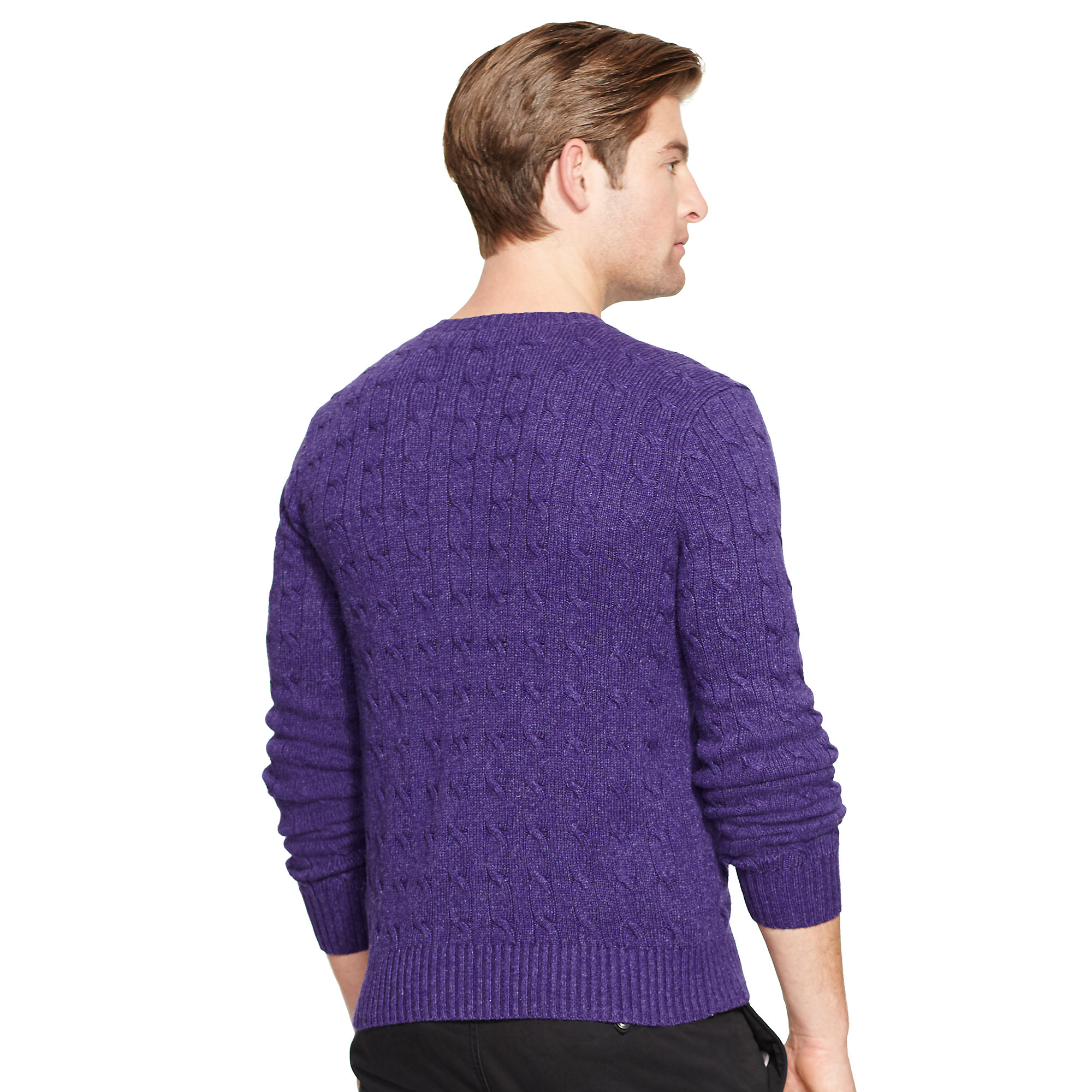 Polo ralph lauren Cable-knit Tussah Silk Sweater in Purple for Men ...