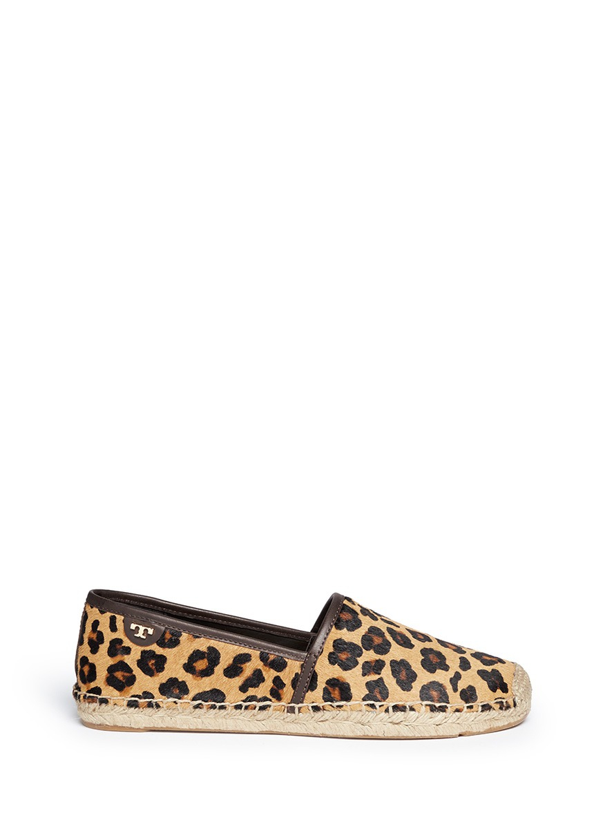 Tory burch 'mckenzie' Leopard Print Calf Hair Espadrilles | Lyst