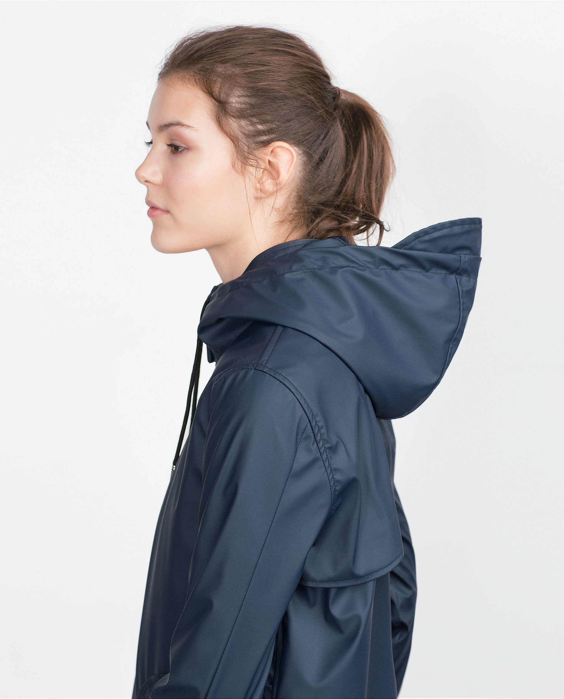 Zara Navy Raincoat in Blue | Lyst