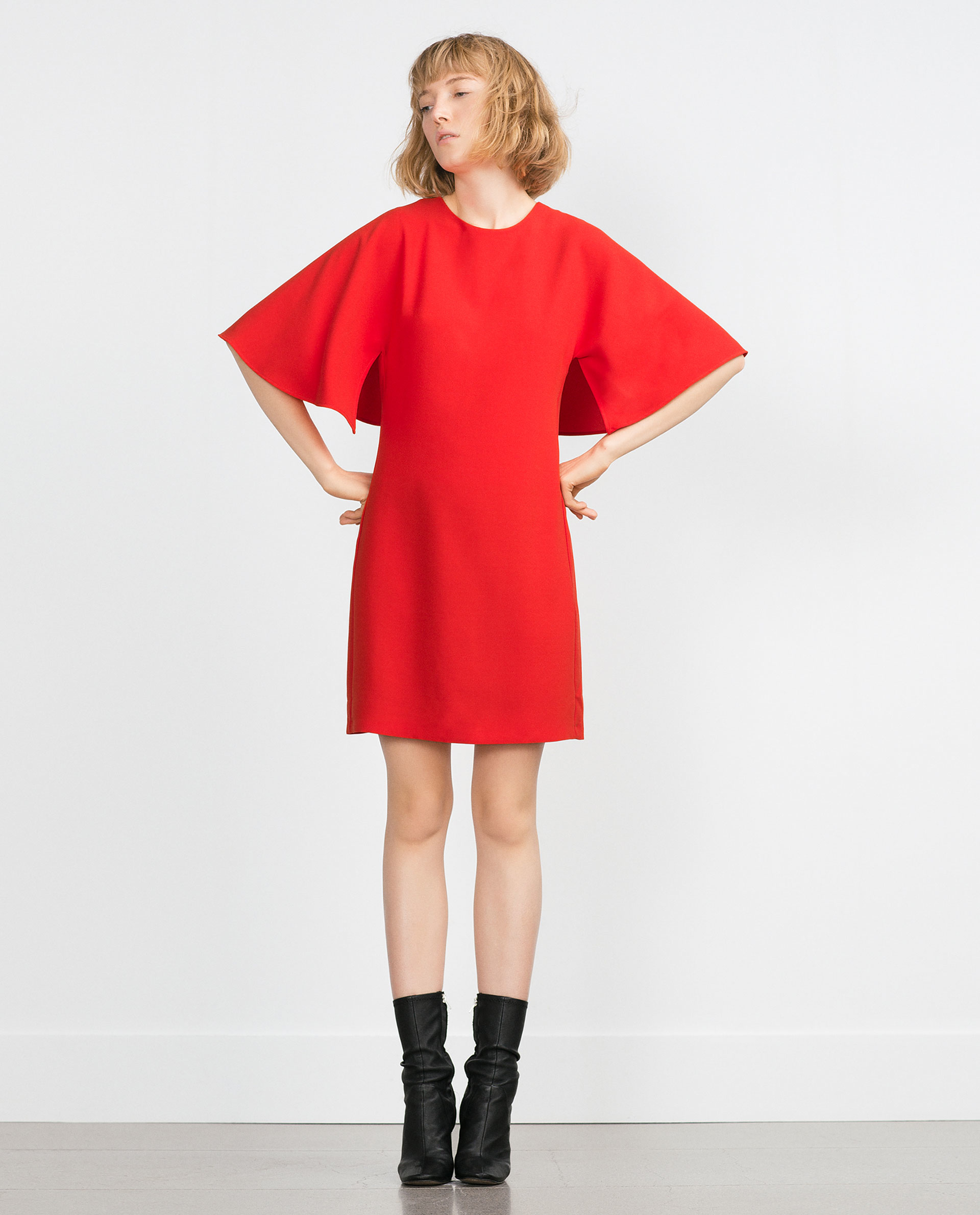 zara red asymmetric dress
