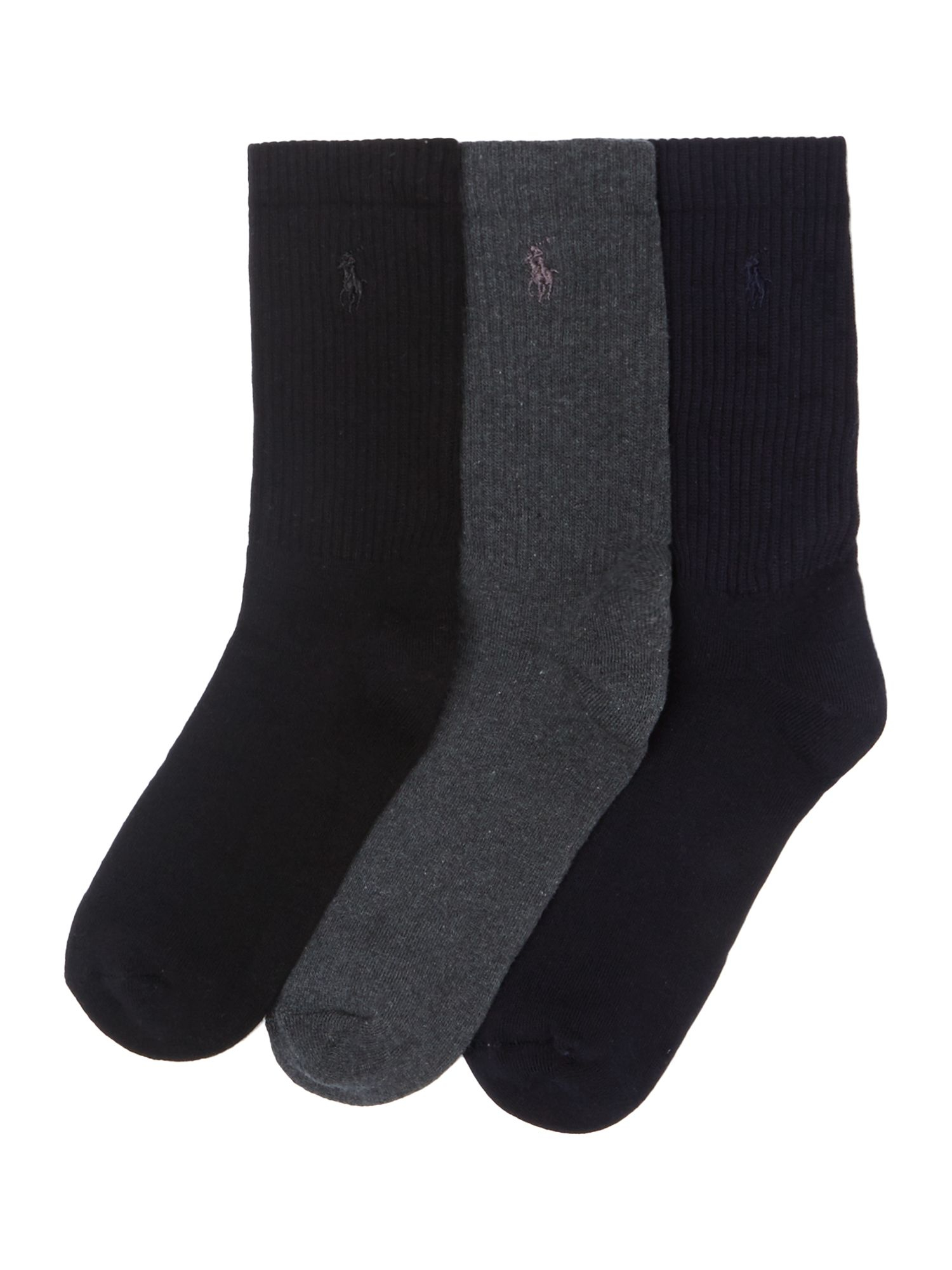 Polo ralph lauren 3 Pack Cotton Crew Socks in Black for Men | Lyst