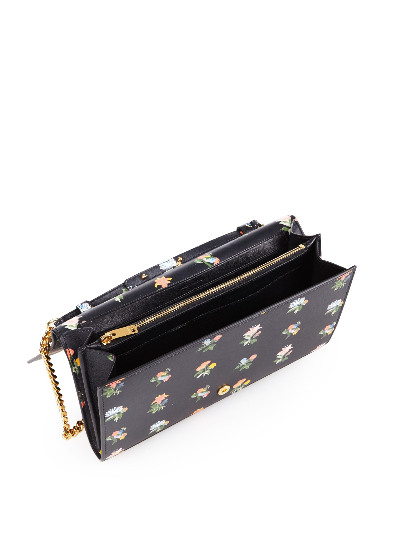 chyc wallet - monogram prairie flower printed wallet-on-chain, black multi chyc wallet - monogram prairie flower printed wallet-on-chain, black multi