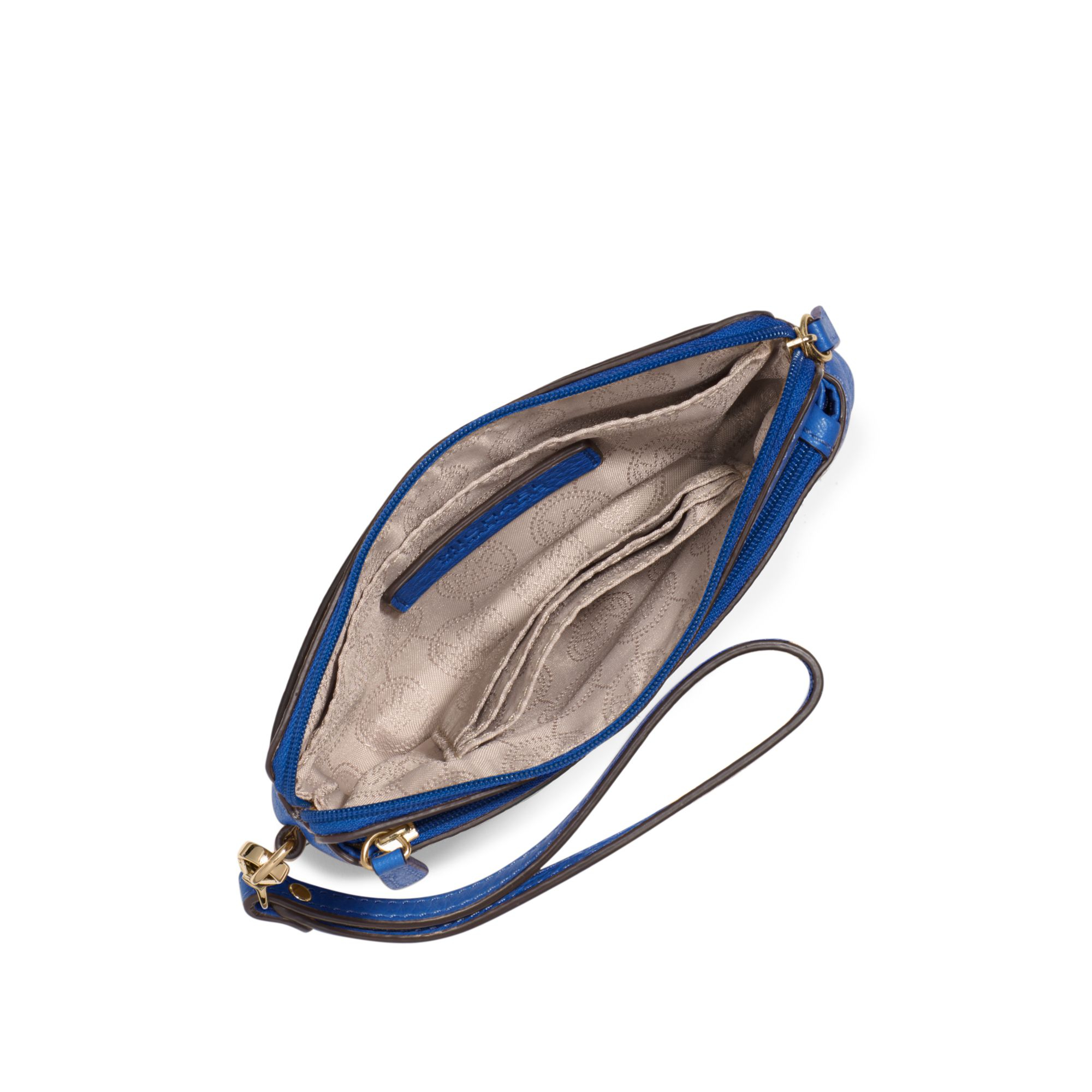 Lyst Michael Kors Bedford Medium Leather Wristlet in Blue