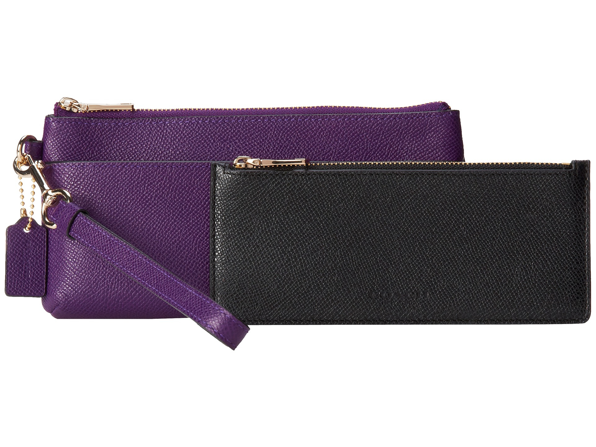Coach Embossed Txt Leather Zip Wallet W Popup in Purple (Light/Violet
