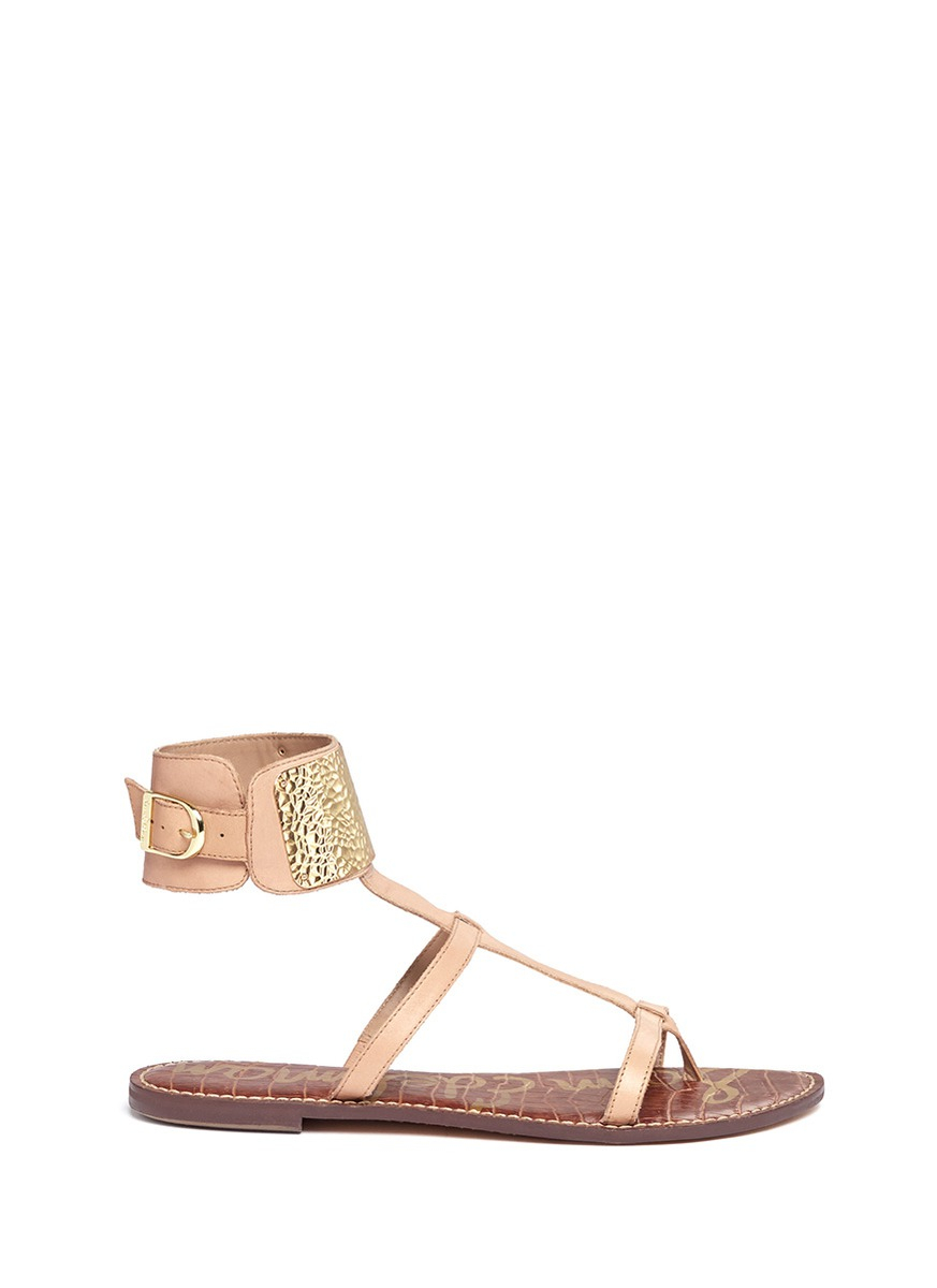 Sam Edelman Genette Metal Ankle Cuff Leather Sandals in Beige (Neutral ...