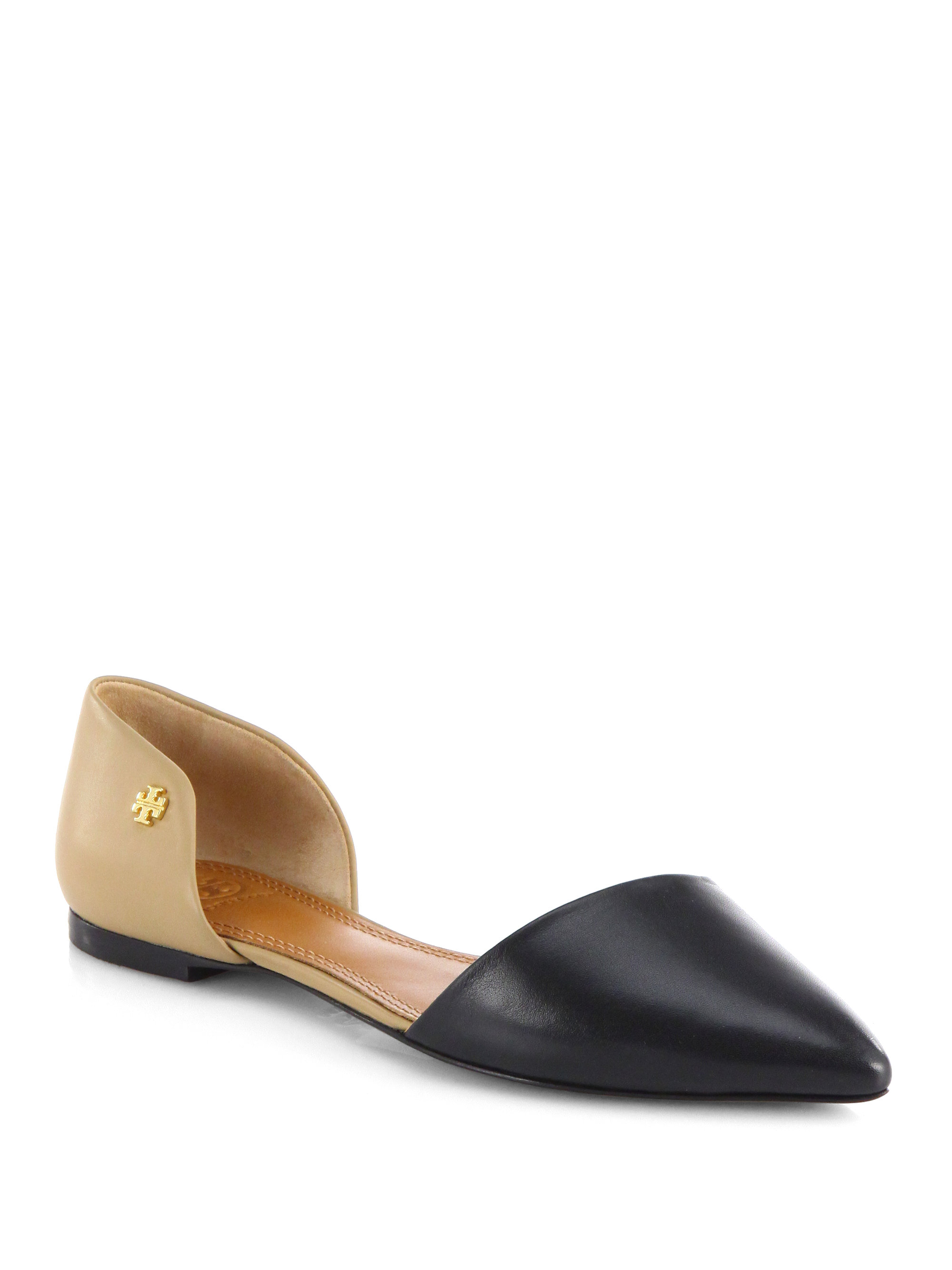 Tory burch Maison Leather D'Orsay Flats in Black Lyst