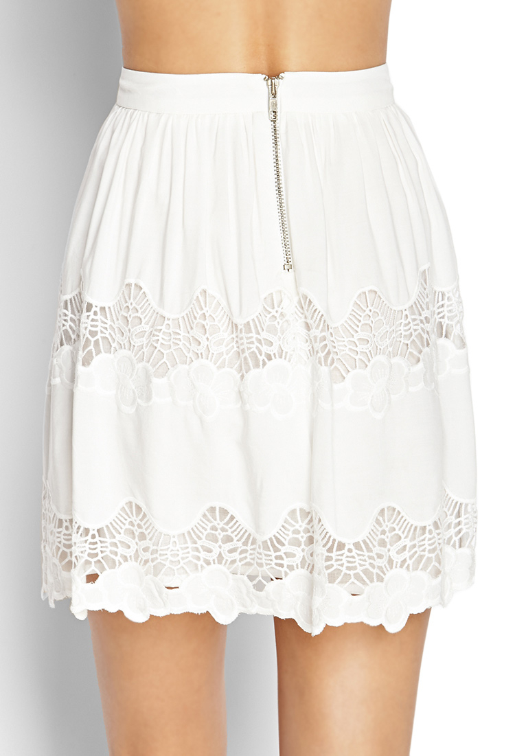 Lyst - Forever 21 Embroidered Lace Skirt in White