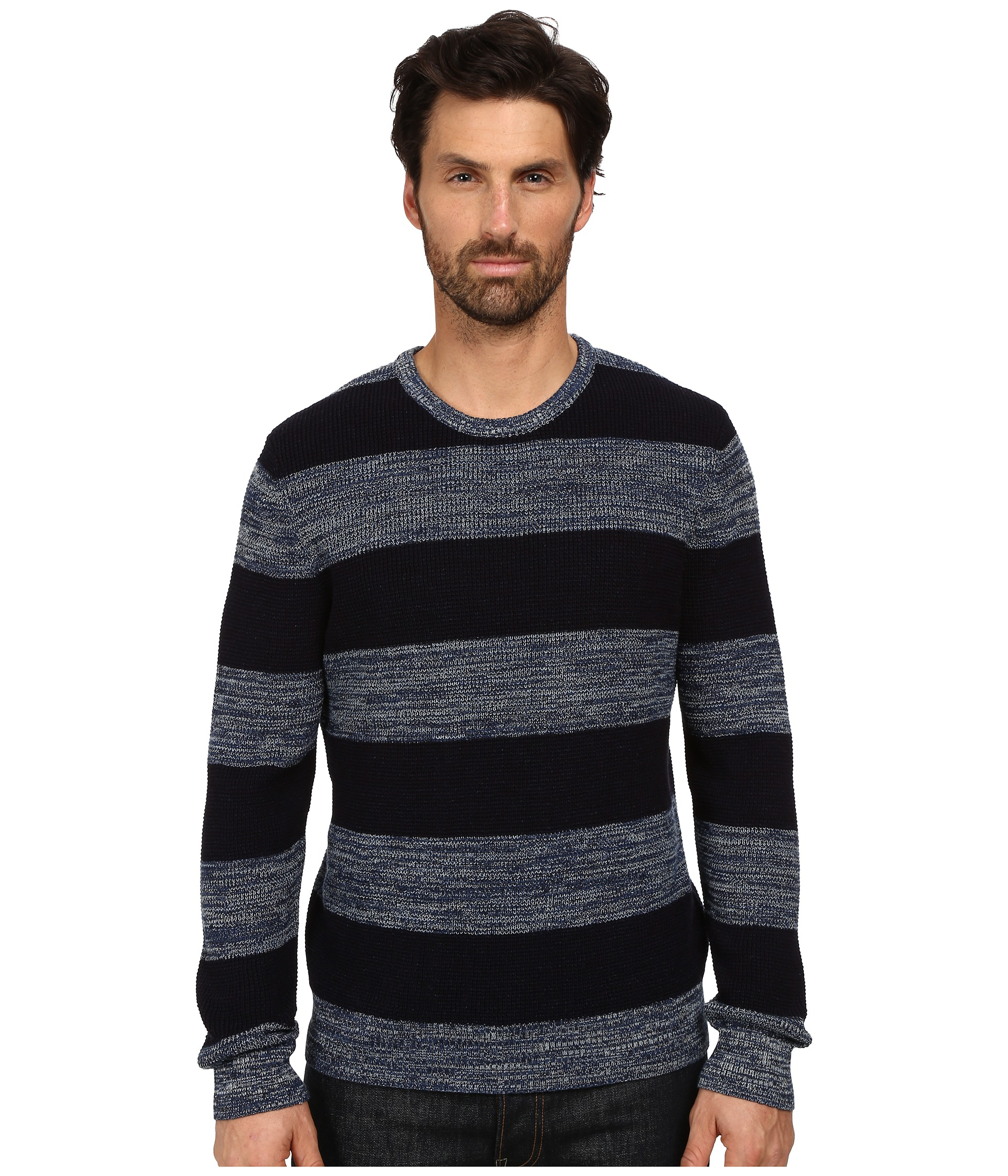 Lyst - Lucky Brand Striped Knit Sweater in Blue for Men