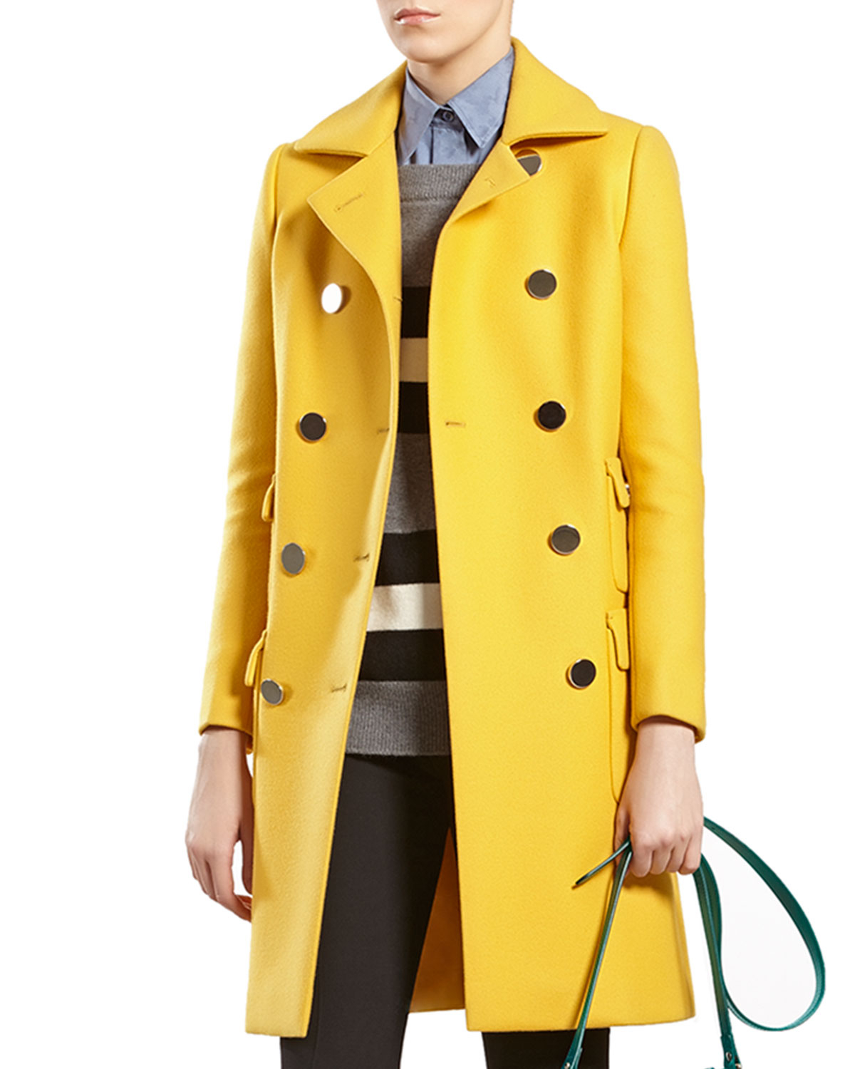 Lyst Gucci Yellow Wool Coat In Yellow 