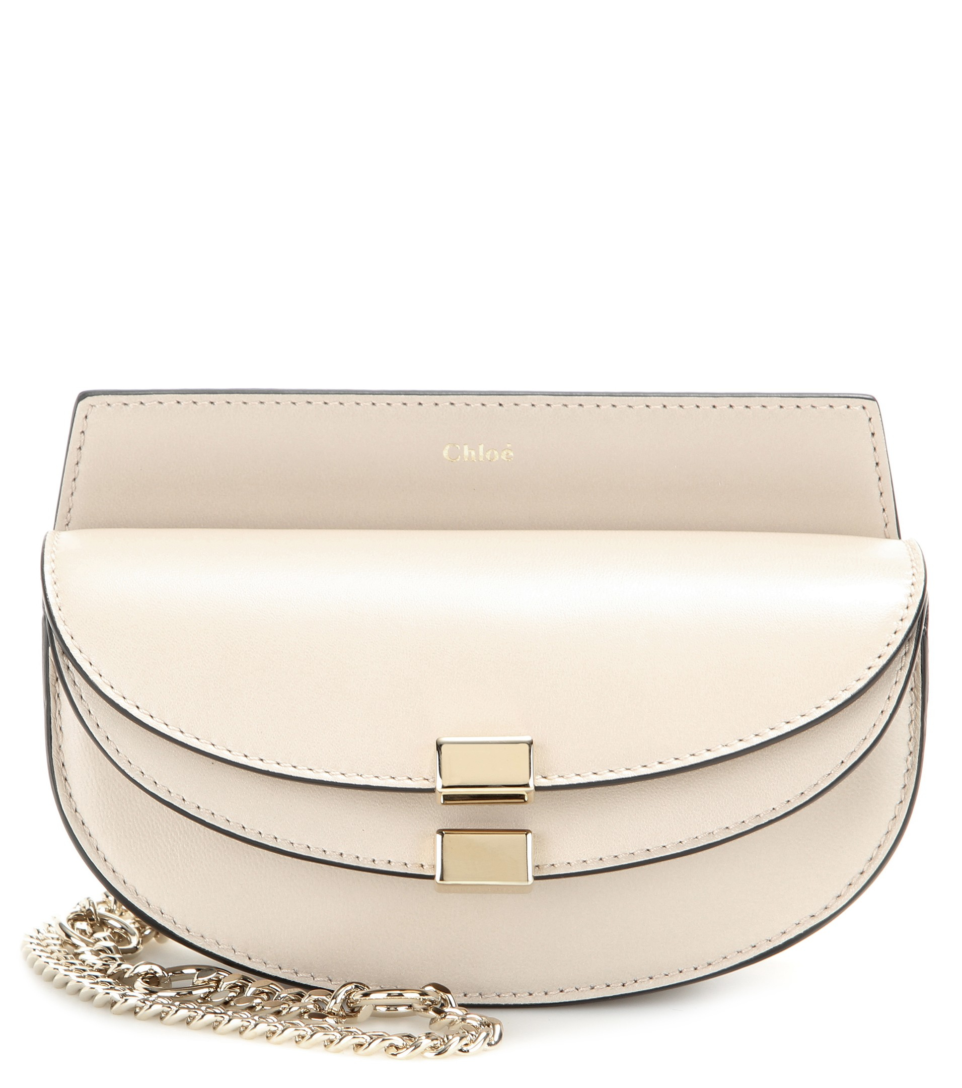 Chlo Georgia Nano Leather Shoulder Bag in Beige | Lyst