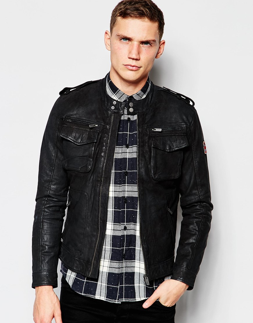 Pepe Jeans Harvey Leather Jacket in Black for Men - Lyst