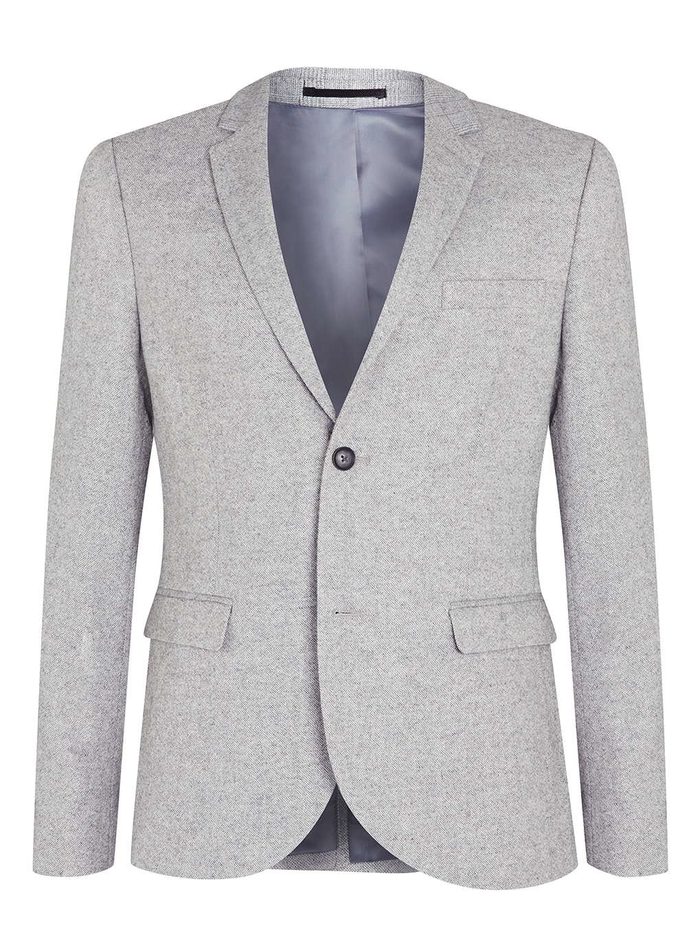Topman Light Grey Wool Blend Blazer With Contrast Back Neck in Gray for ...