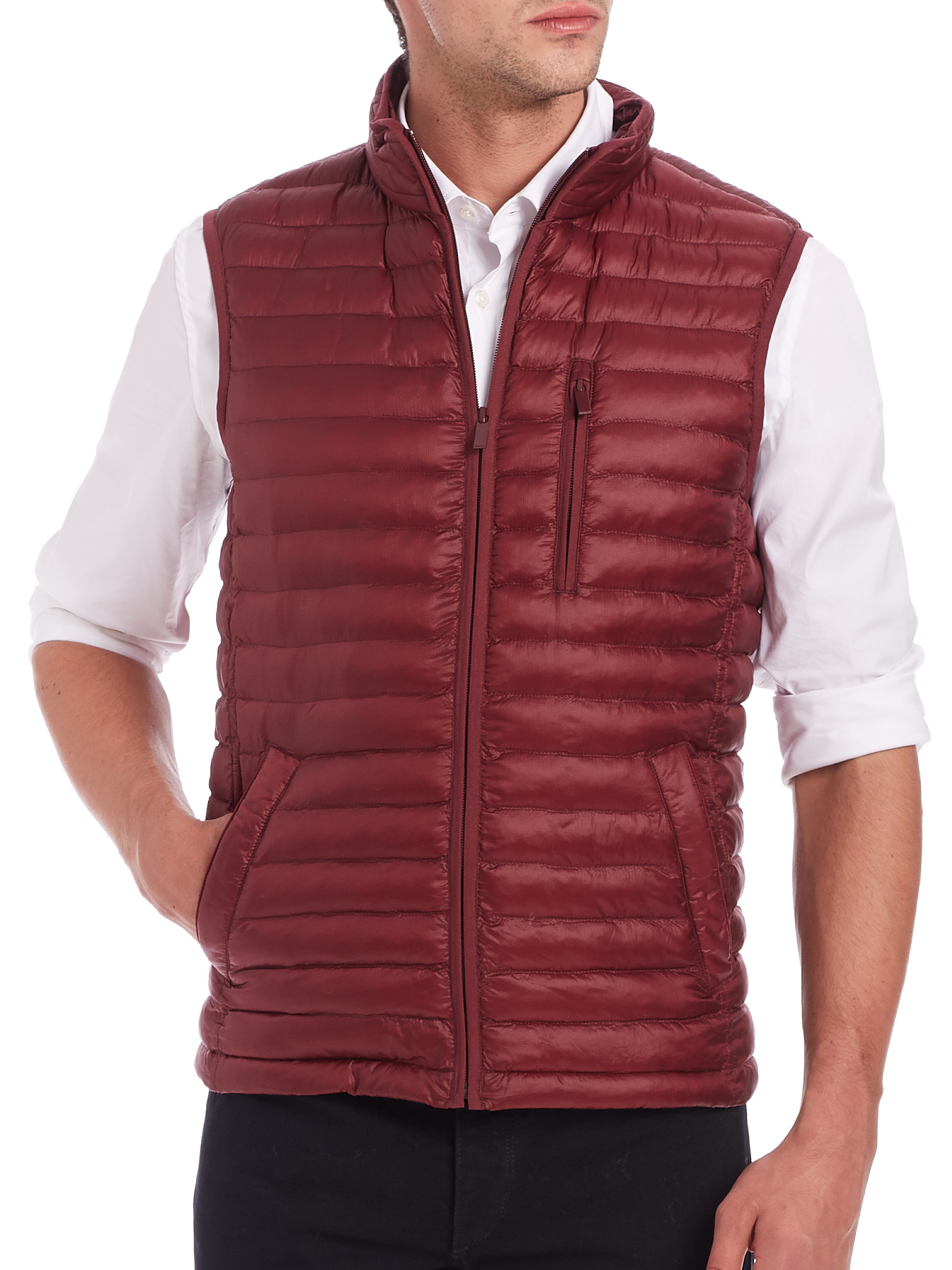 Saks fifth avenue Thermoluxe Quilted Vest in Red for Men | Lyst