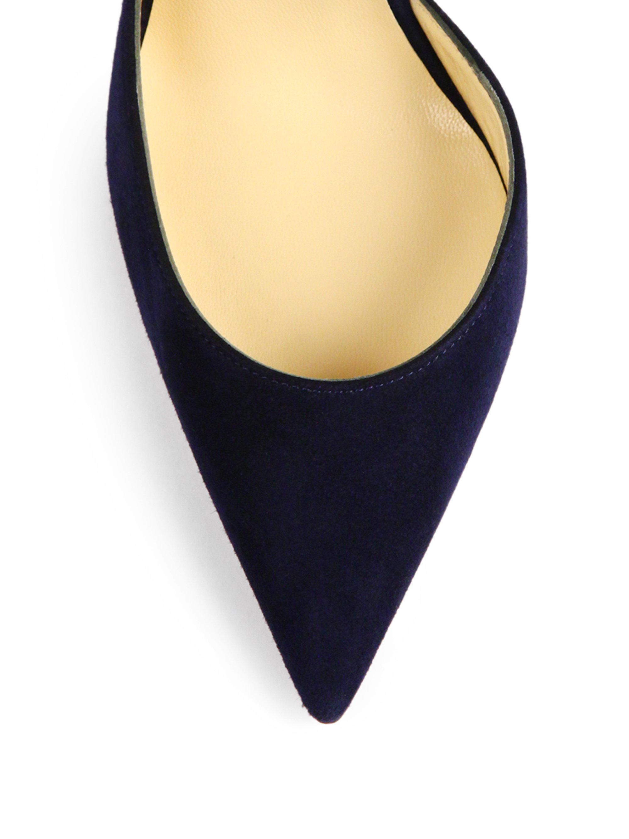 blue christian louboutin shoes - christian louboutin pointed-toe flats Black patent leather covered ...