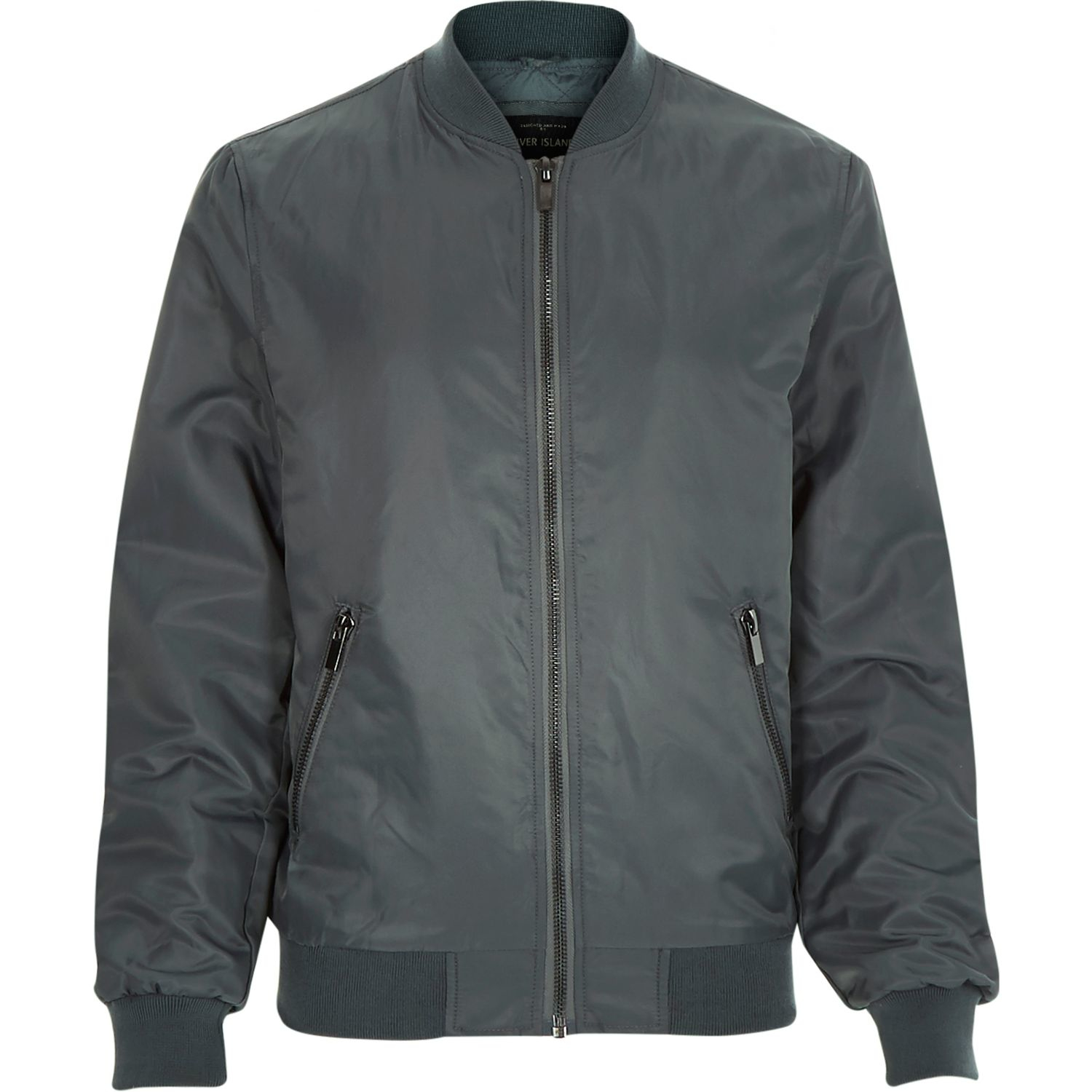River Island Grey Bomber Jacket in Gray for Men (Grey) | Lyst