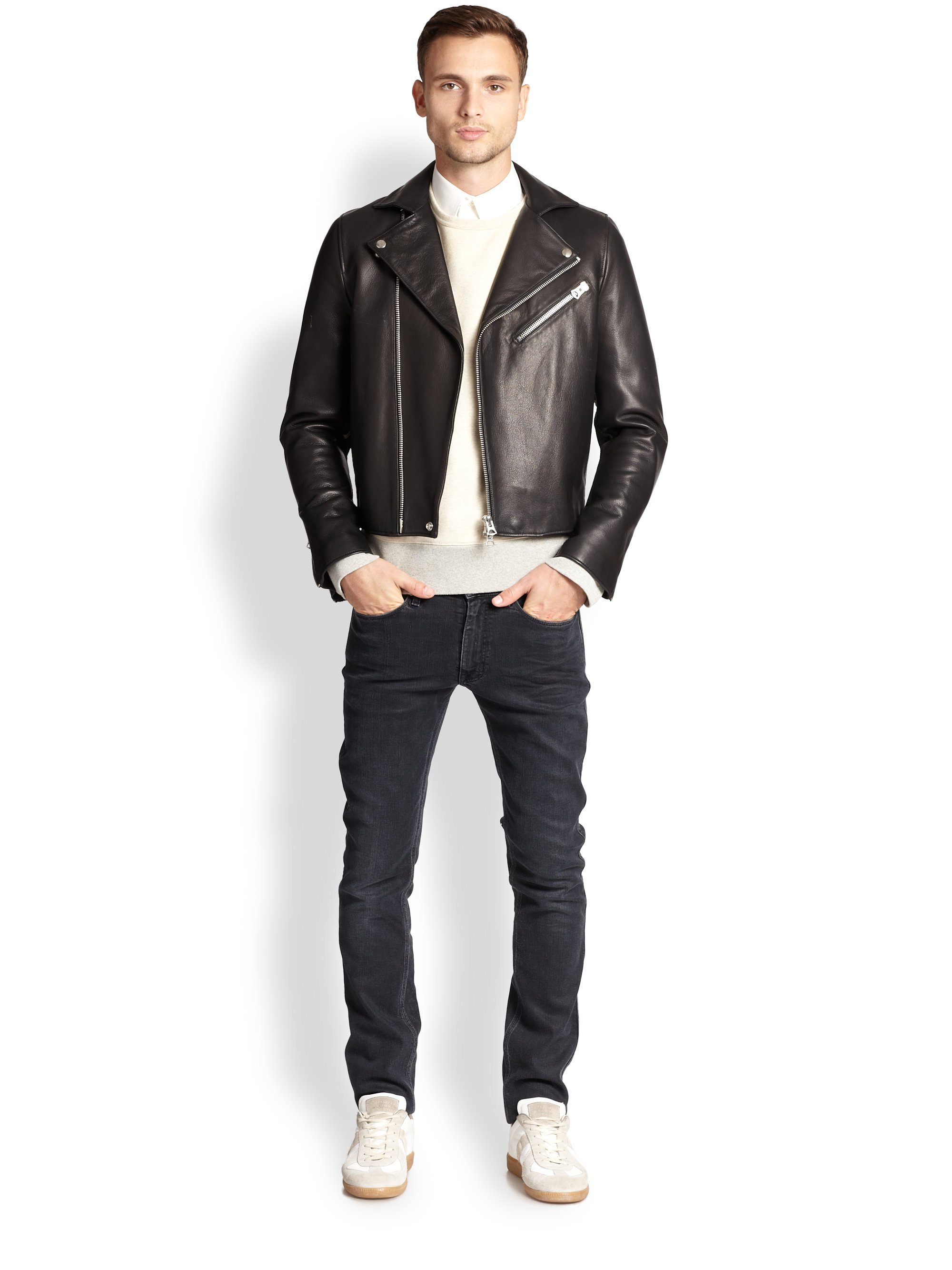 Lyst Acne Studios Gibson Leather Jacket in Black