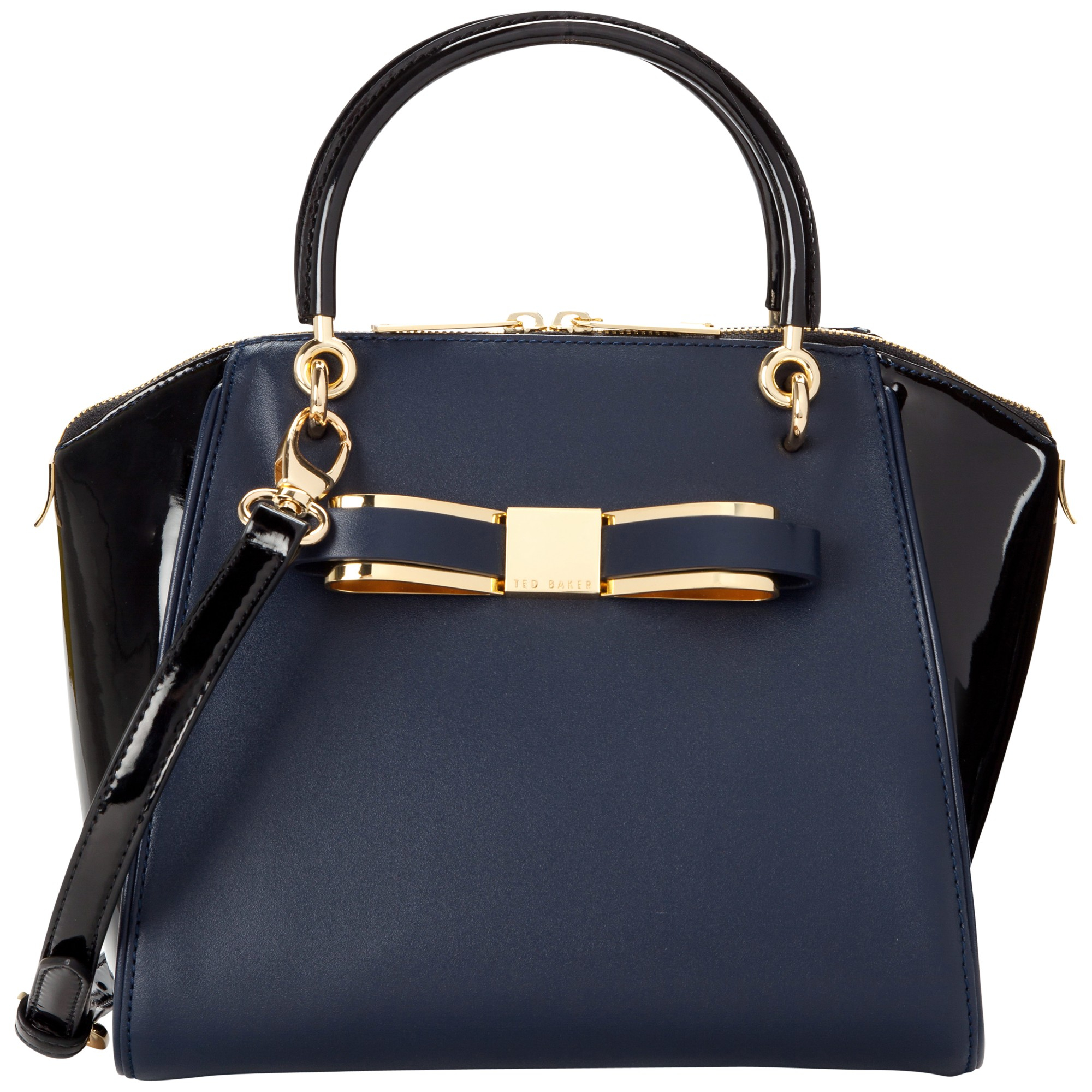 Ted Baker Patent Blocked Bow Leather Tote Bag in Blue (navy) | Lyst
