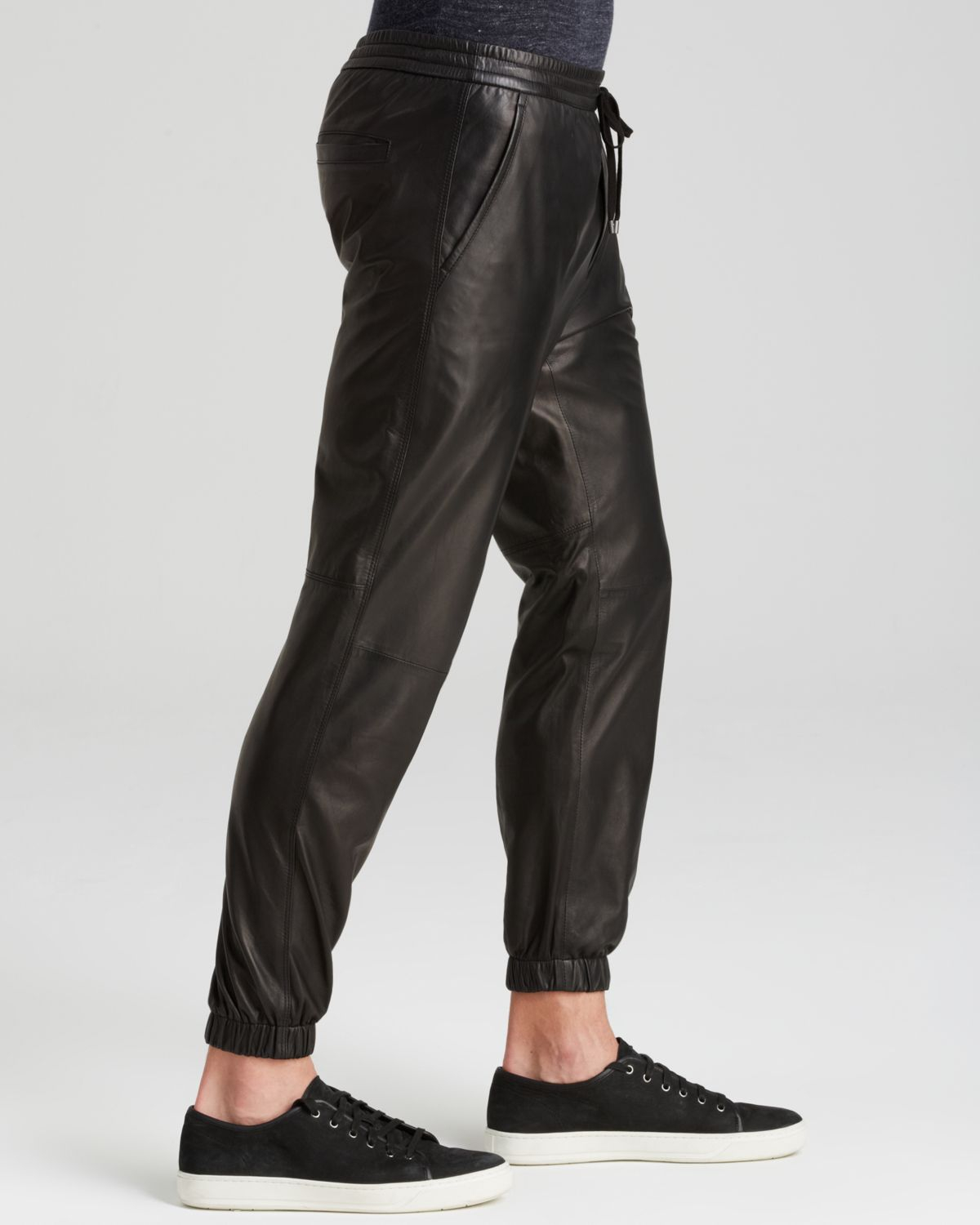 Vince Slim Fit Lamb Leather Jogger Pants in Black for Men | Lyst