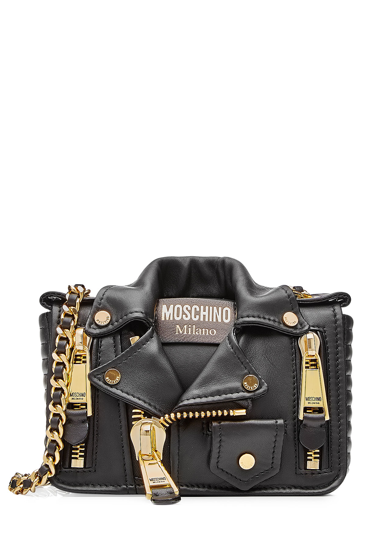 Moschino Biker Leather Shoulder Bag In Black - Lyst 308