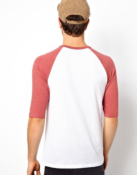 Asos 3/4 Sleeve T-Shirt With Contrast Raglan Sleeves in White for Men ...