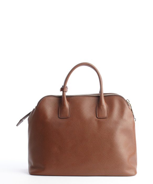 knock off prada bags - Prada Rosewood Leather Triple Zip Top Handle Bag in Brown | Lyst