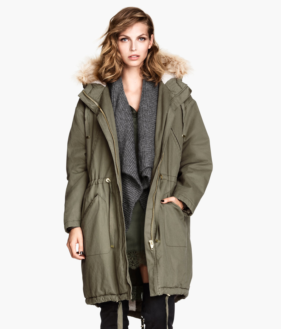 Lyst - H&M Pile-Lined Parka in Green