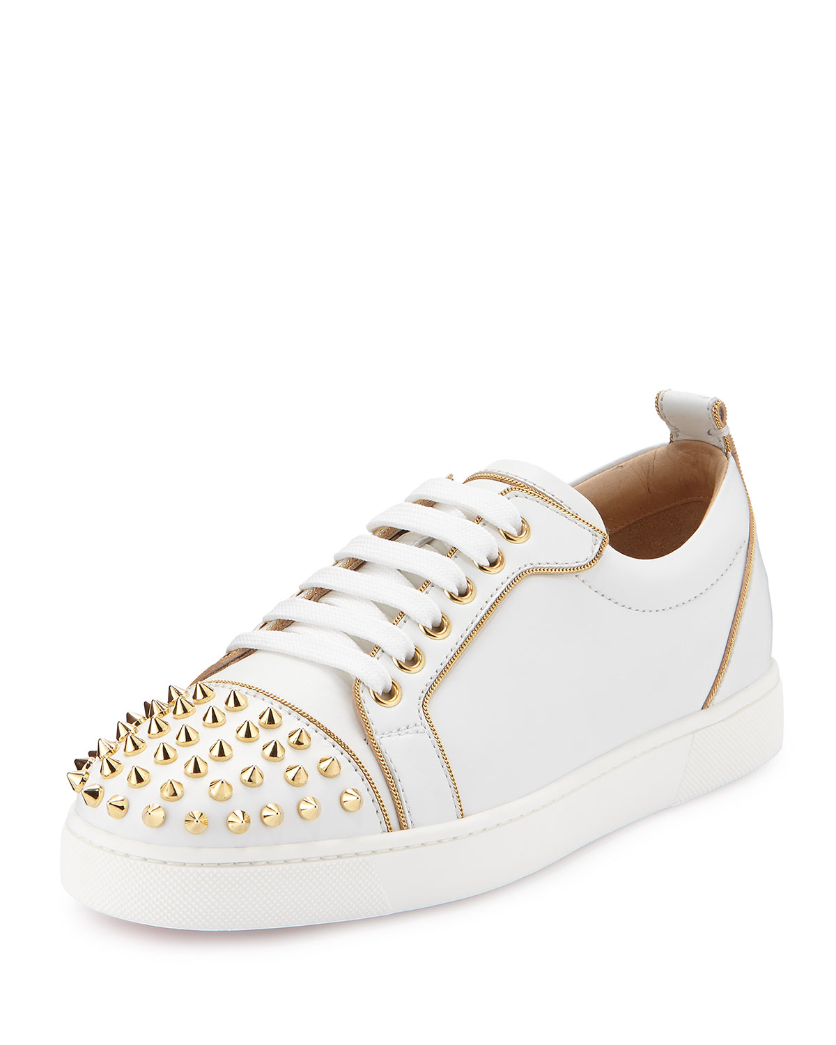 Lyst - Christian Louboutin Rush Spiked Leather Low-Top Sneaker in White