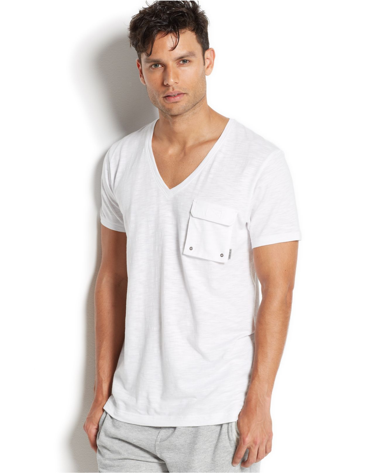2xist 2(x)ist Men's Loungewear, Slub Cargo Pocket T-shirt in White for ...
