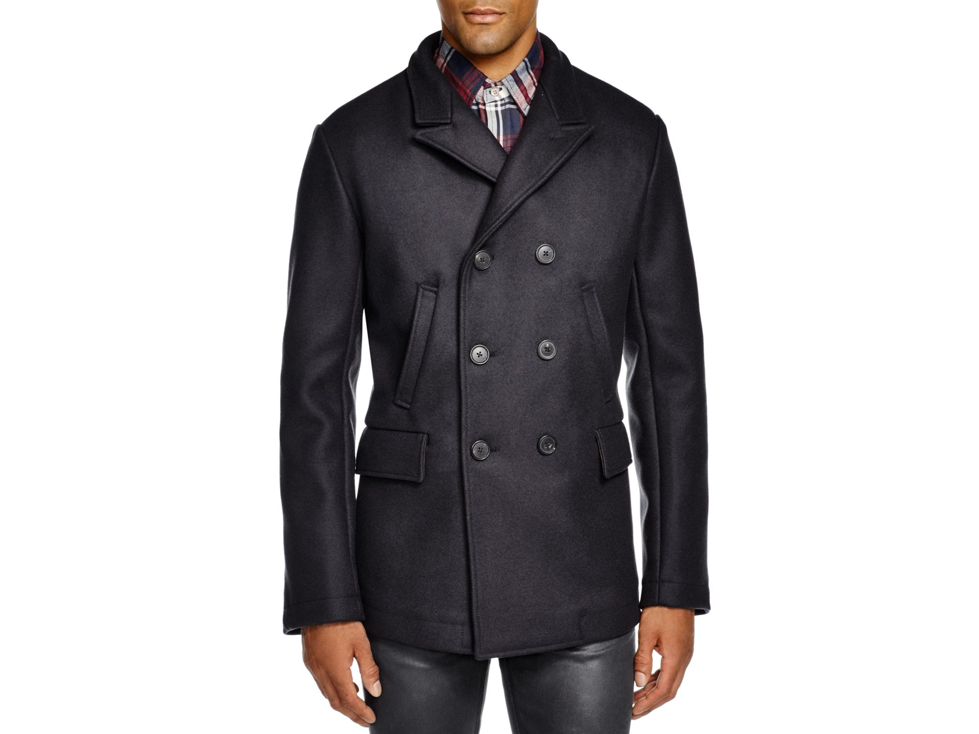 Billy reid Wool Blend Bond Peacoat in Blue | Lyst