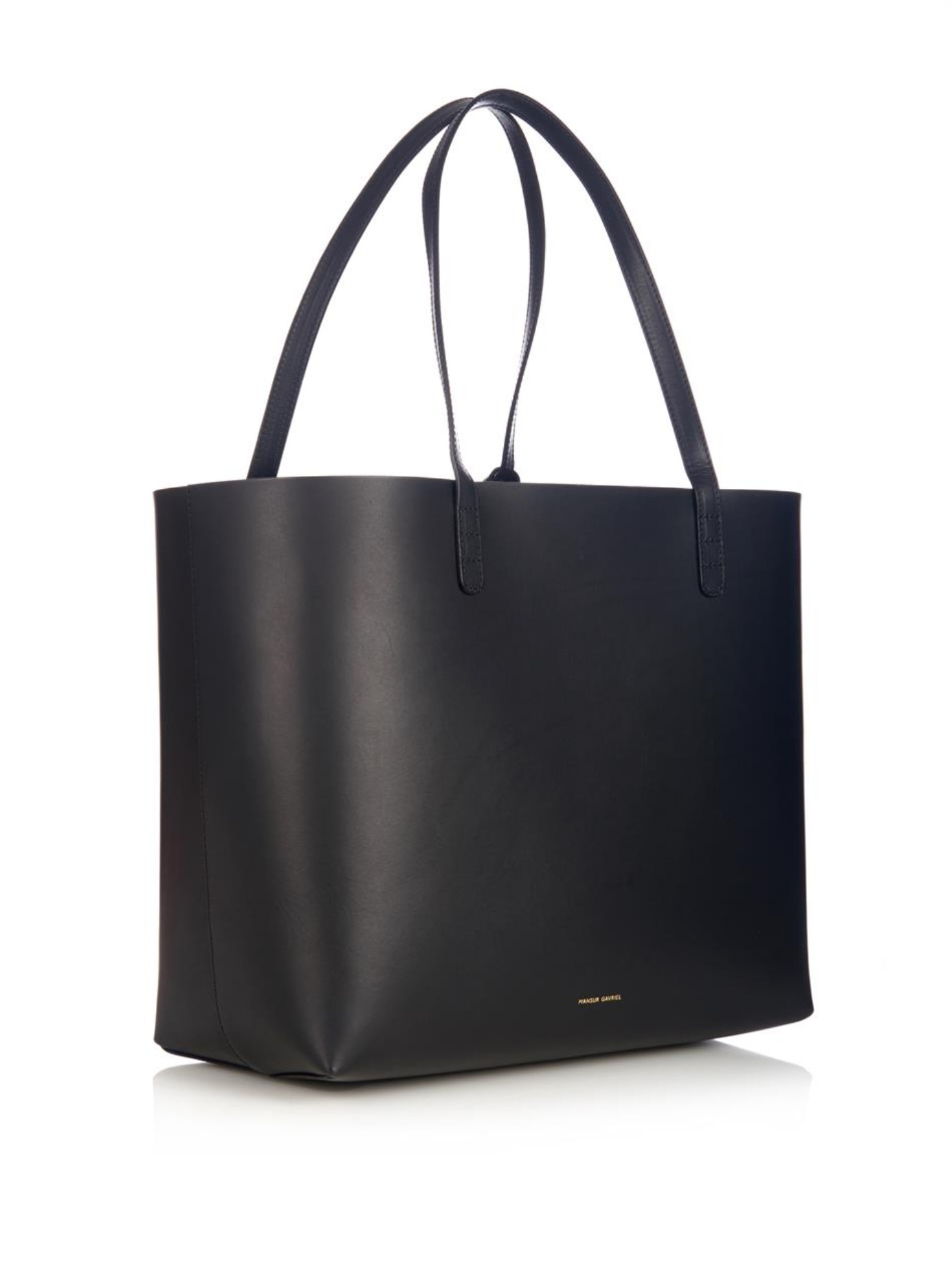 Mansur gavriel Large Red-Lined Leather Tote in Black | Lyst