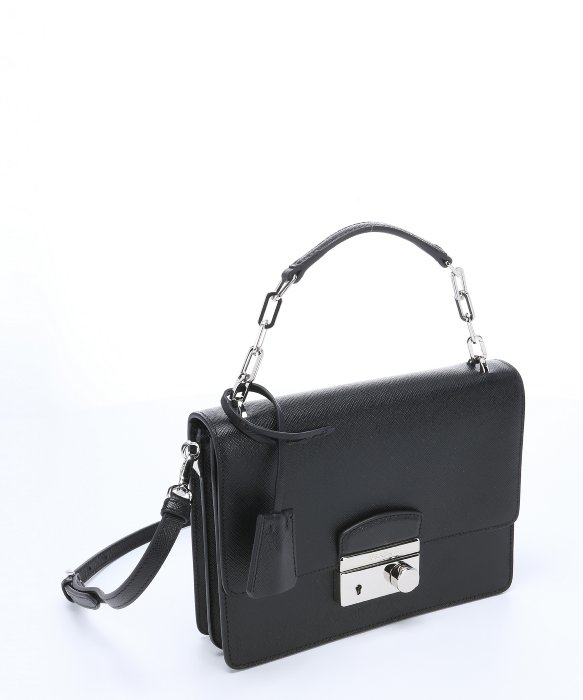 Prada Black Saffiano Leather Convertible Shoulder Bag in Black | Lyst