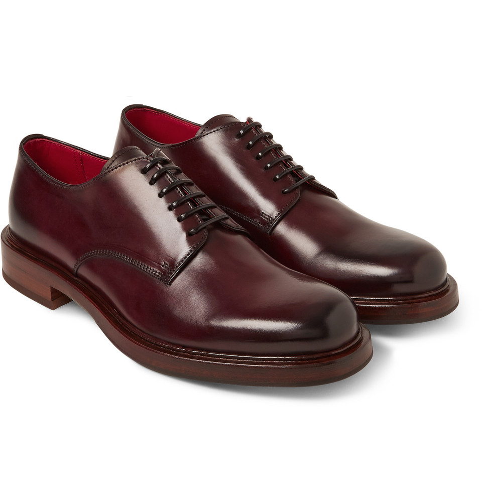 Alexander mcqueen Burnished Leather Derby Shoes in Purple for Men | Lyst