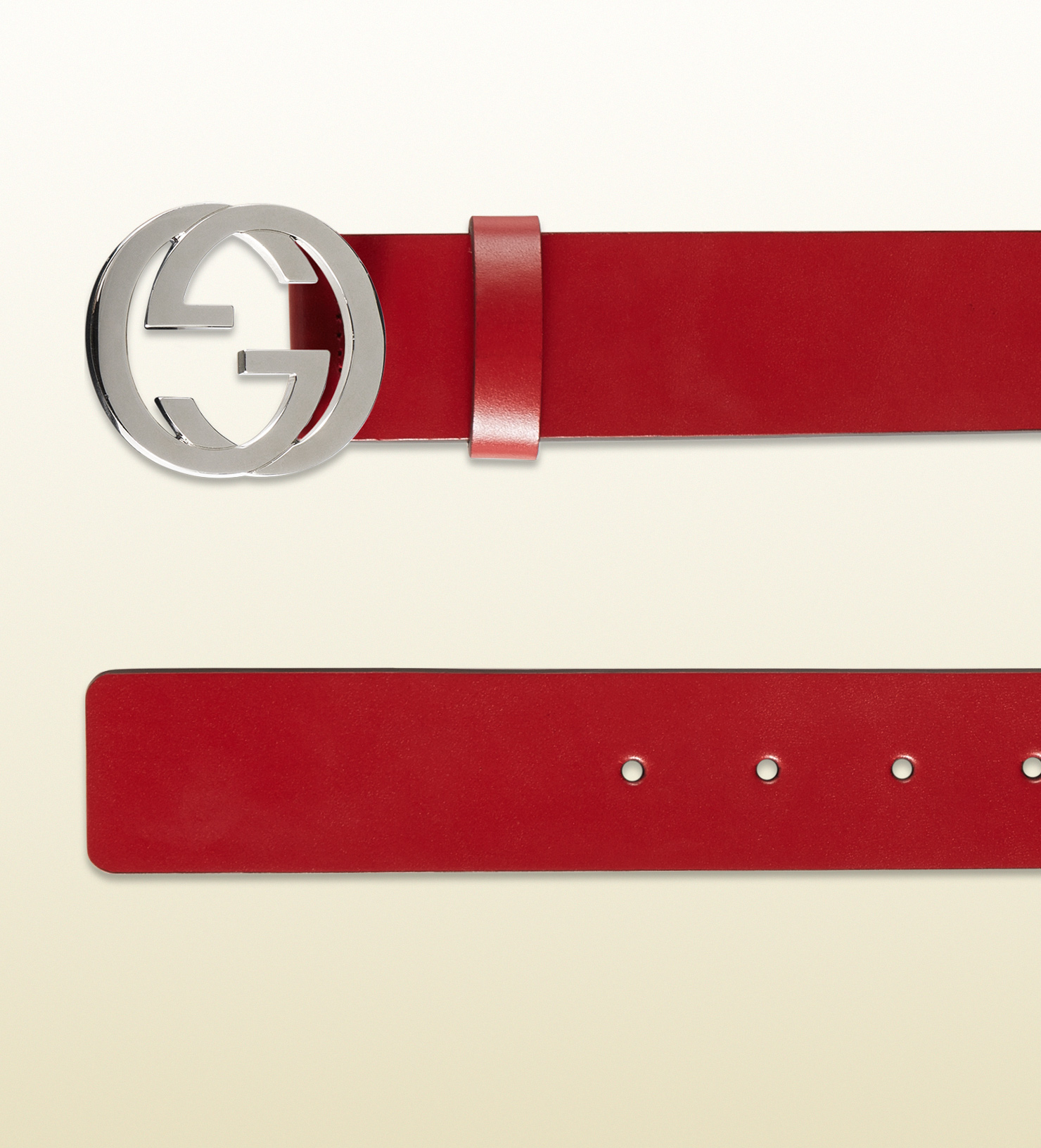 Lyst - Gucci Leather Belt With Interlocking G Buckle in Red for Men