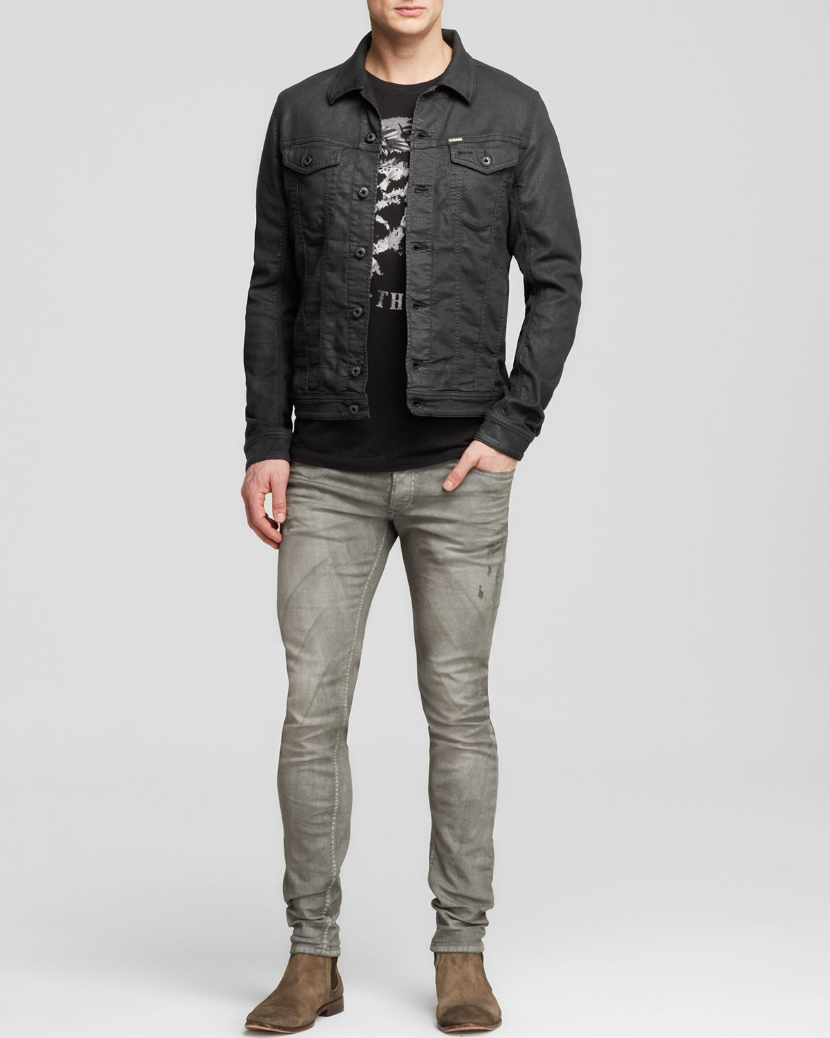 Lyst Diesel Elshar Denim Jacket Bloomingdale's Exclusive in Black