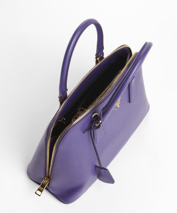 Prada Purple Saffiano Leather Double Zip Top Handle Handbag in ...  