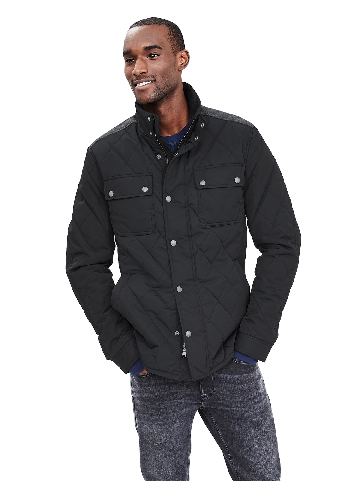 Banana republic Quilted Four-pocket Jacket in Black for Men | Lyst