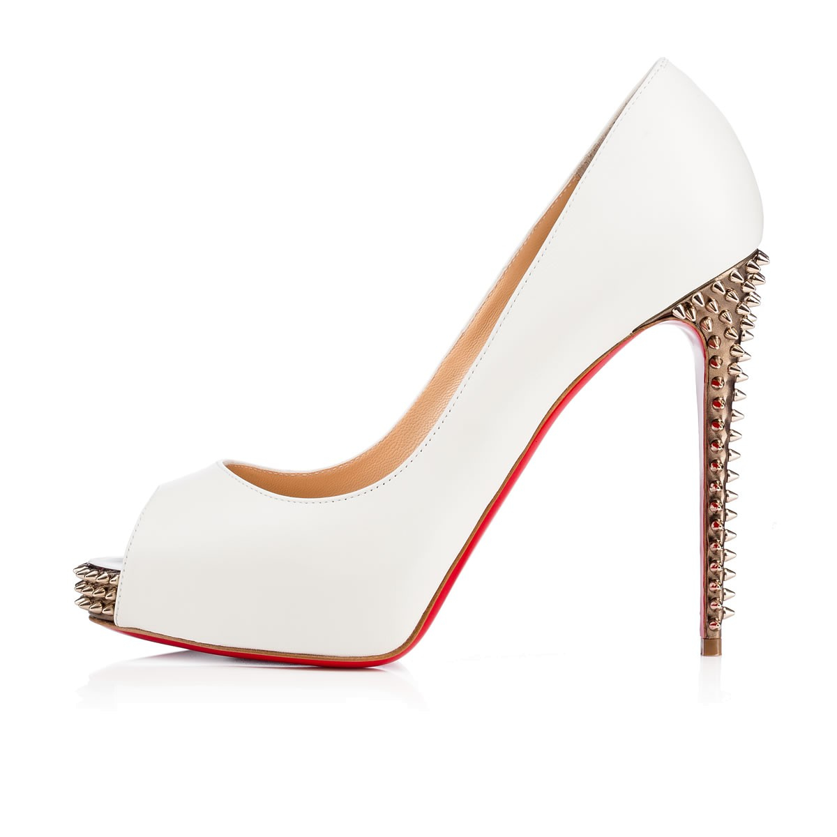 Christian louboutin Very Priv Studded Leather Pumps in White | Lyst  
