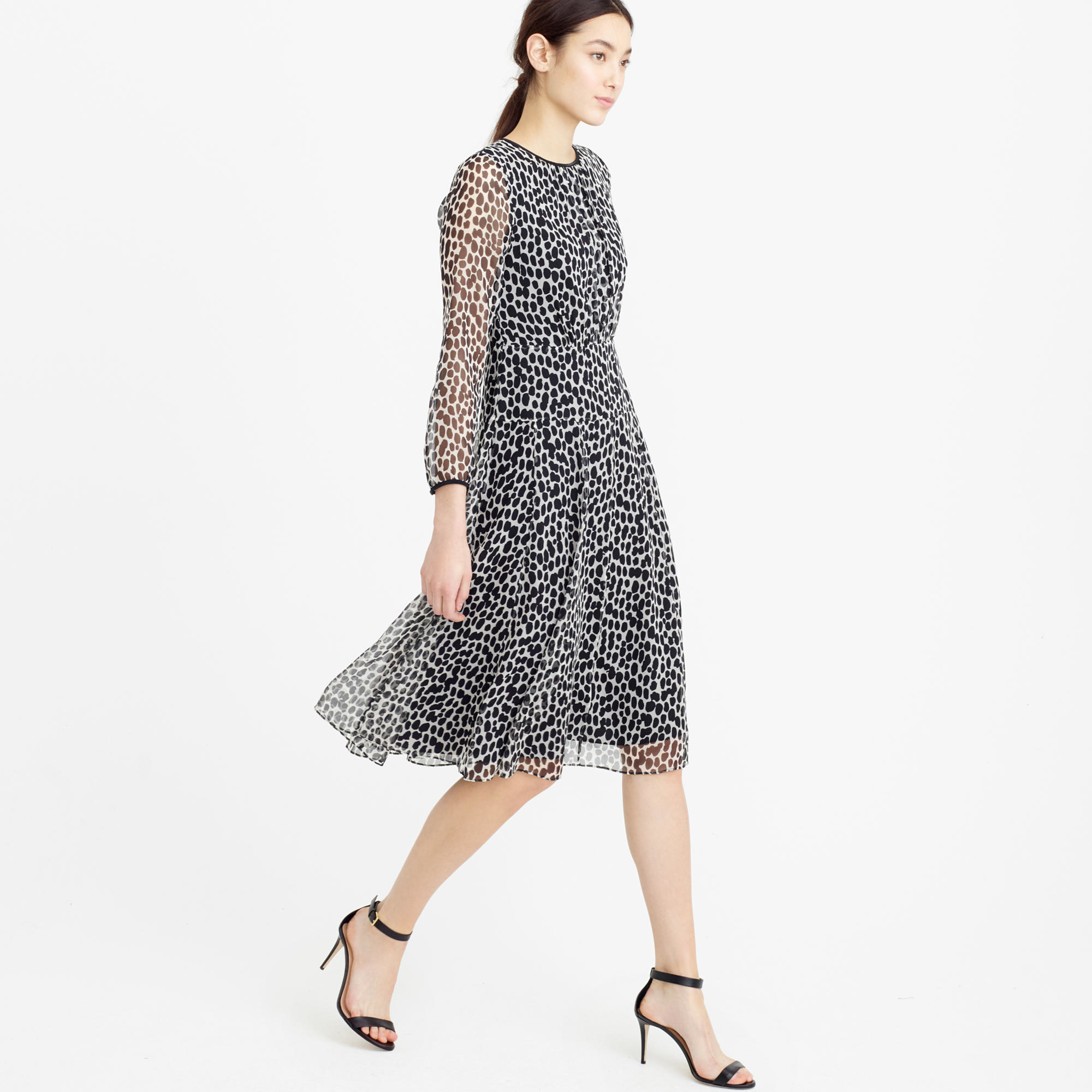 Black Print Chiffon Dress