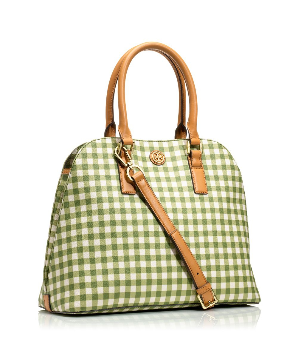 tory burch piper gingham small square tote bag