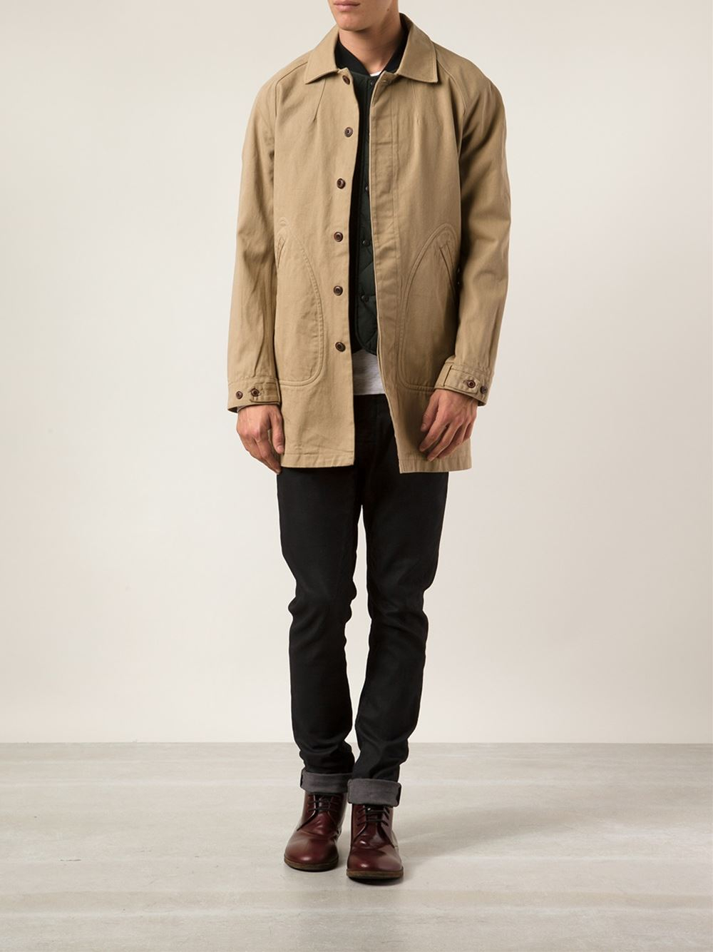 Lyst Wings + Horns 'Shrunken Twill Mac' Coat in Natural for Men
