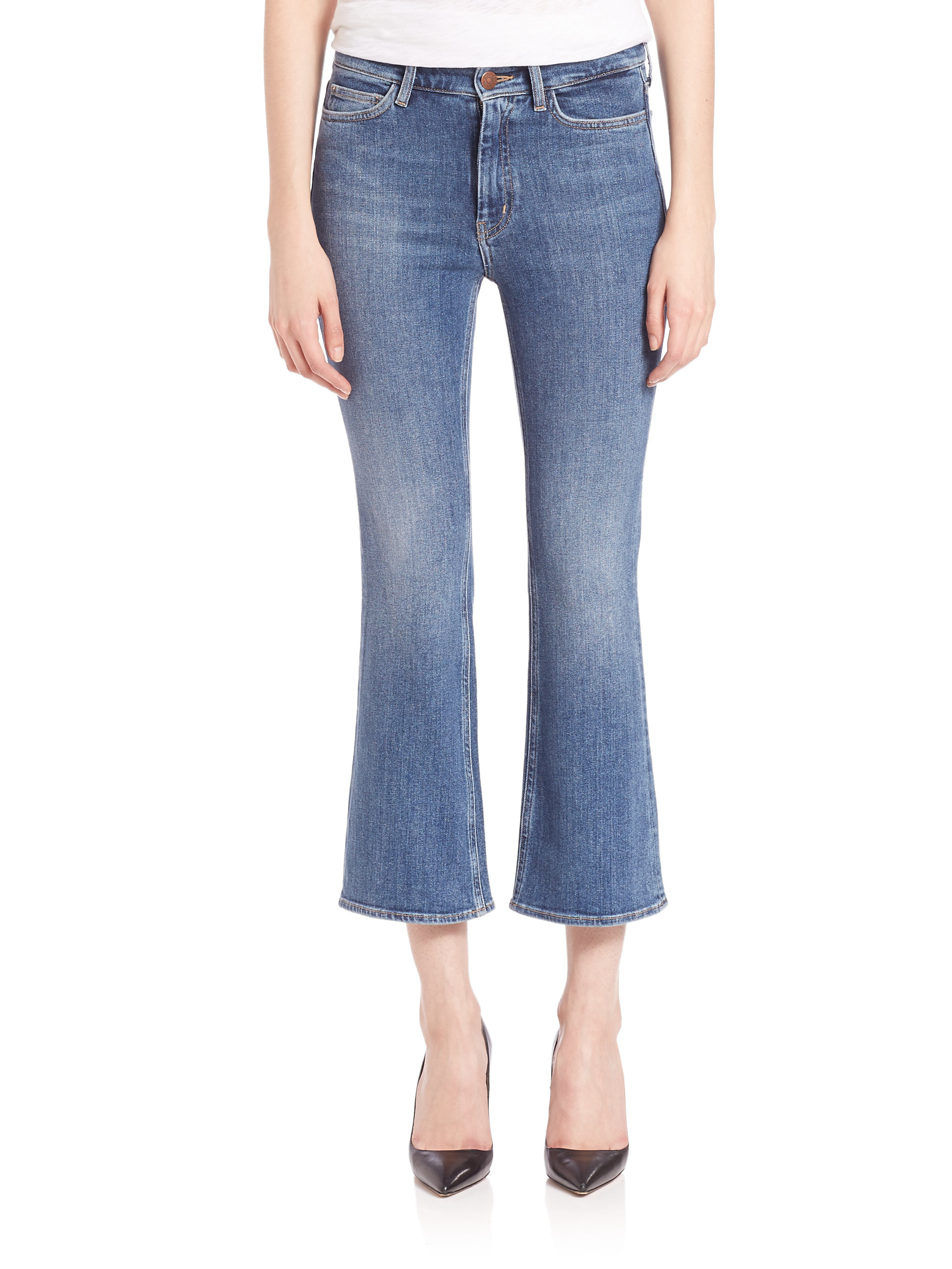 M.i.h jeans Marty Light-wash Cropped Flared Jeans in Blue | Lyst