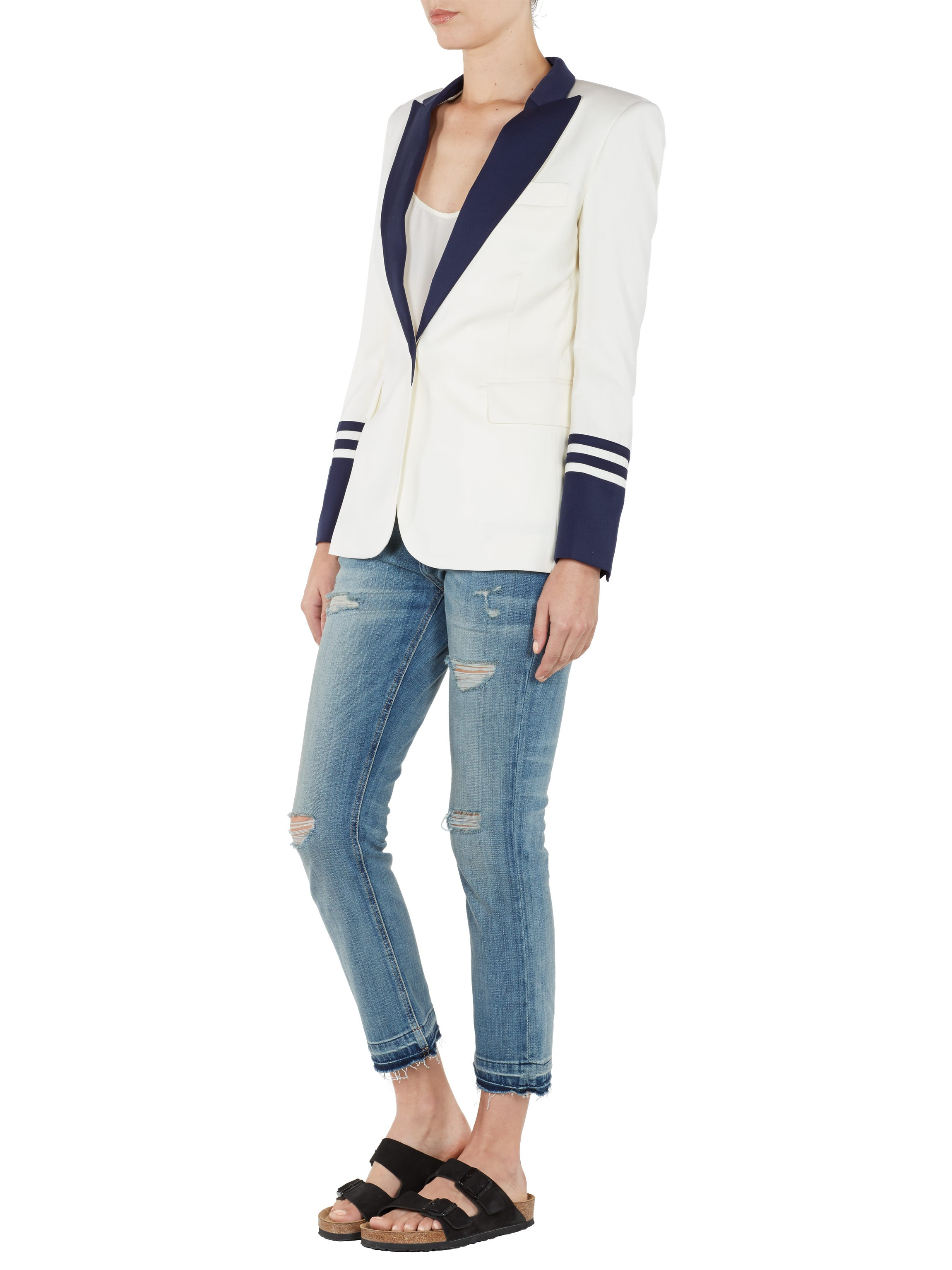 Lyst Equipment Anais Nautical Blazer in White