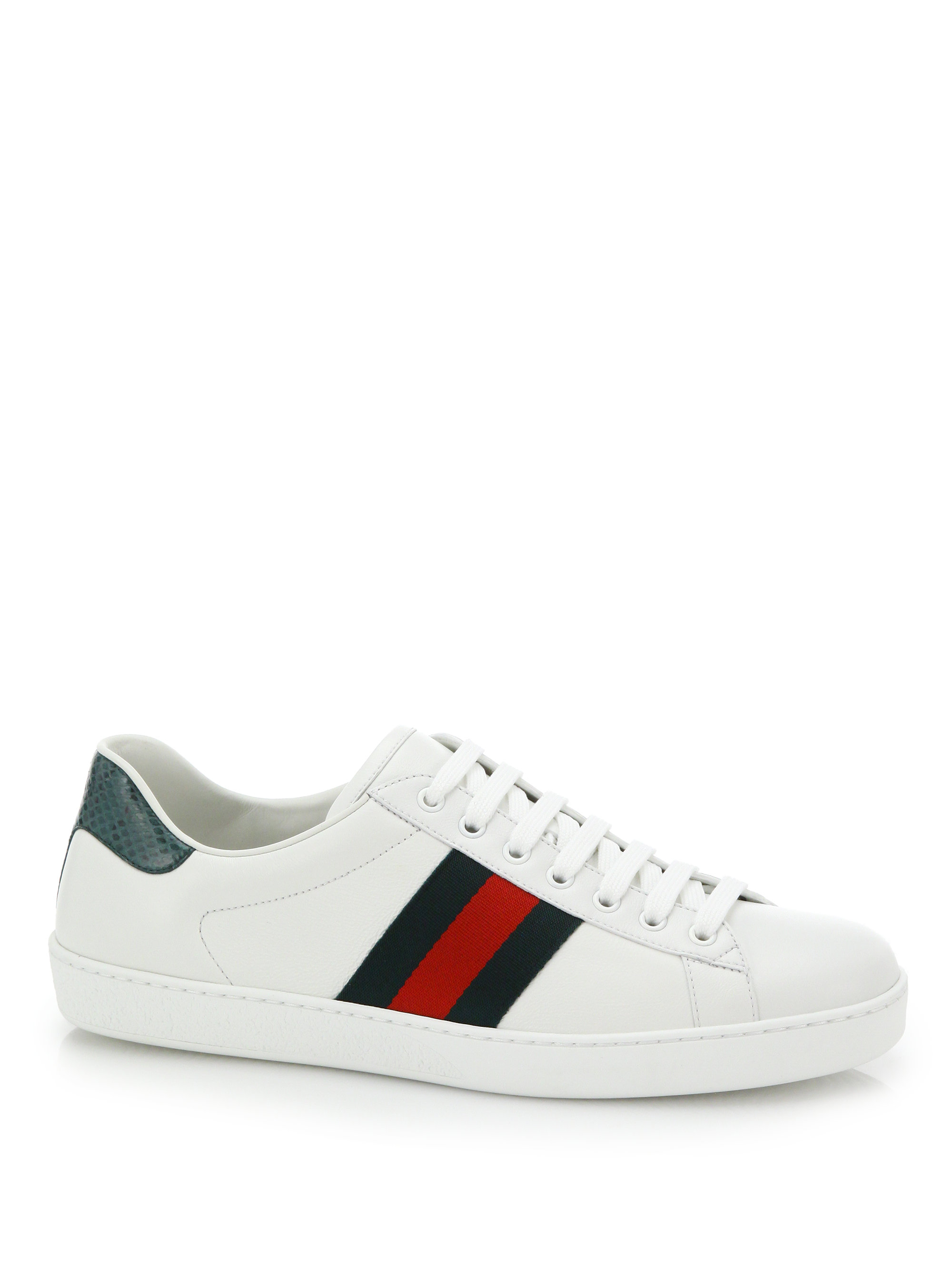 Gucci Croc-detail Leather Sneakers in White for Men | Lyst