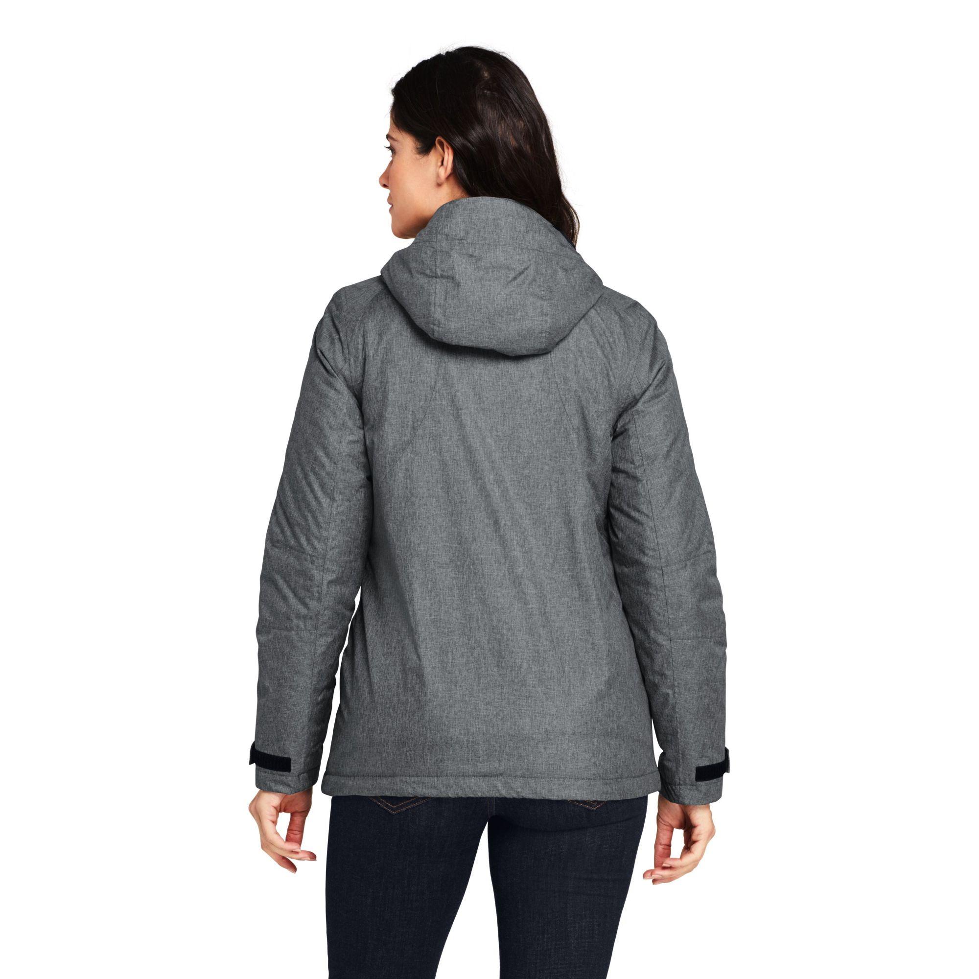 Lands' End Fleece Petite Heathered Squall Hooded Waterproof Jacket in 