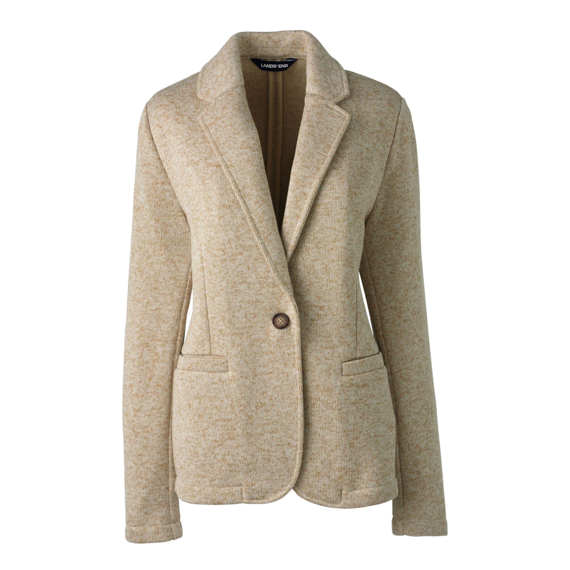 Lands' End Beige Petite Fleece Blazer in Camel (Natural) Lyst
