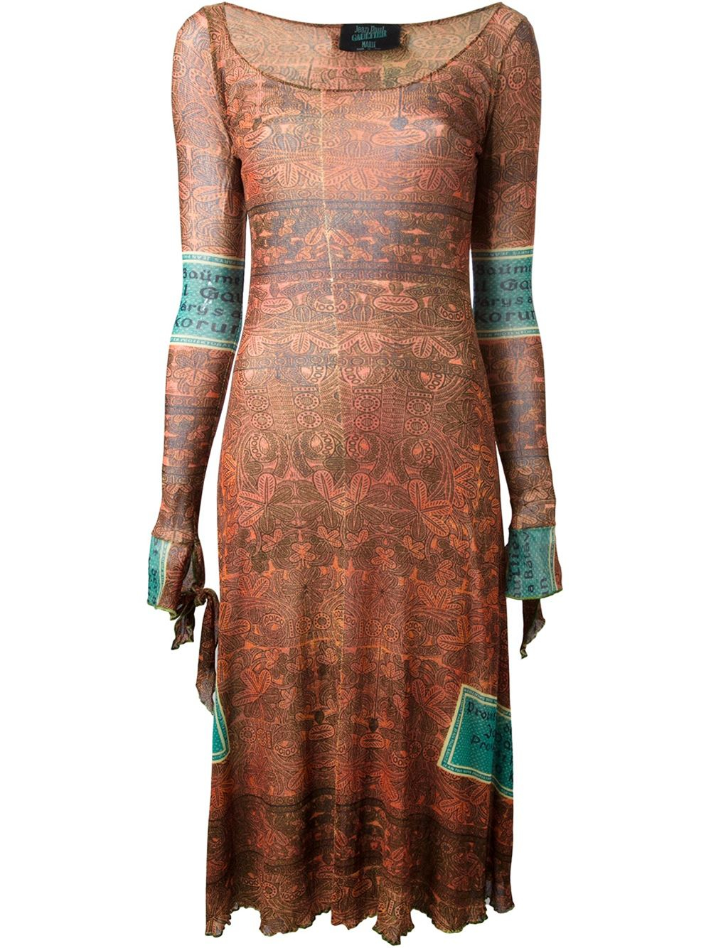 Jean paul gaultier 'tatoo' Sheer Dress in Brown Lyst