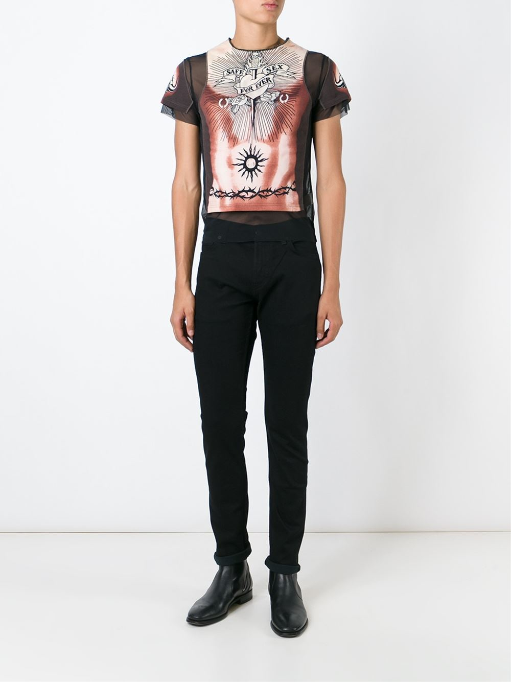 Lyst - Jean Paul Gaultier 'safe Sex' Layered T-shirt in Black for Men