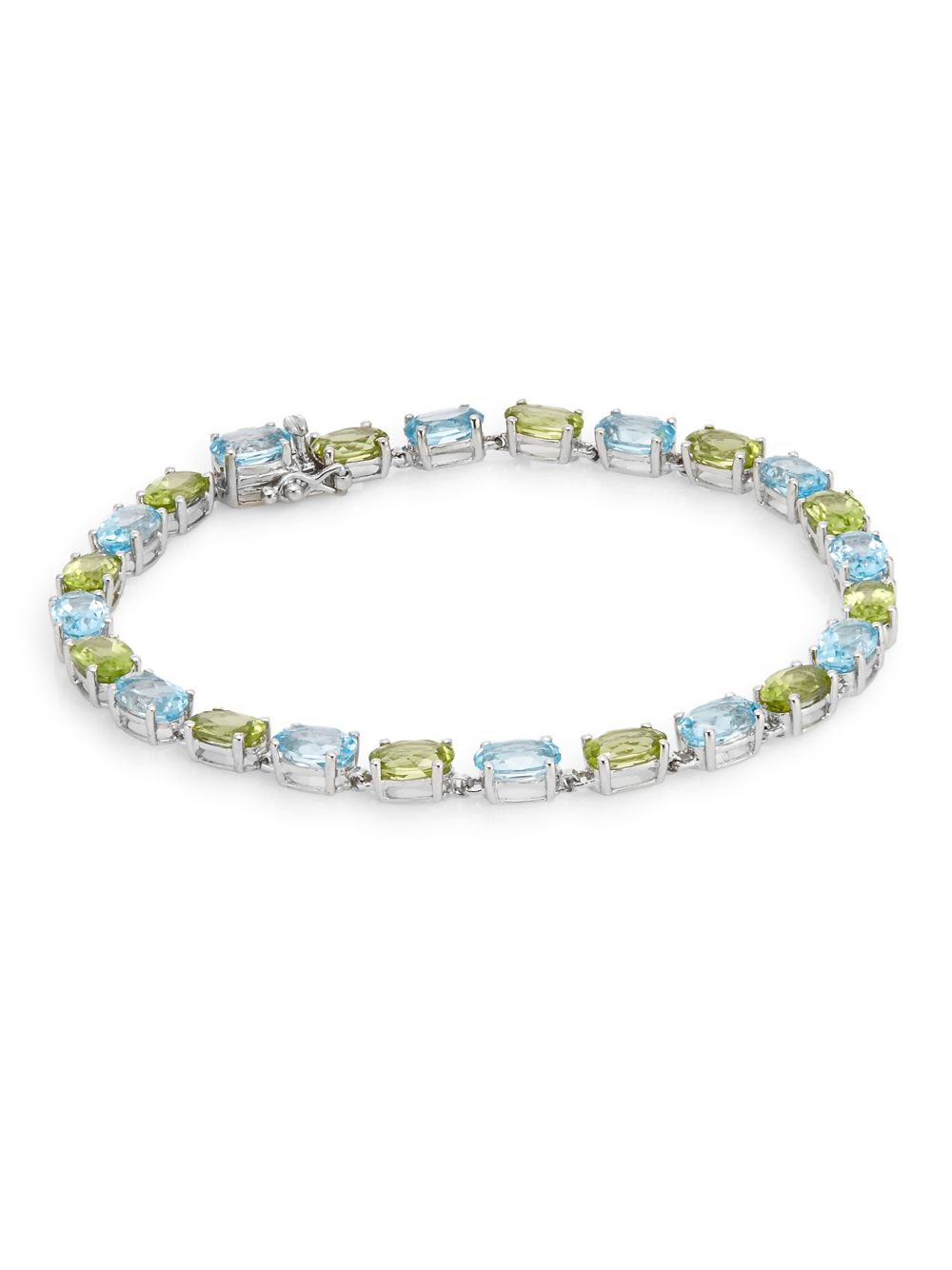 Lyst Effy Blue Topaz Peridot 14k White Gold Tennis Bracelet In Gallery