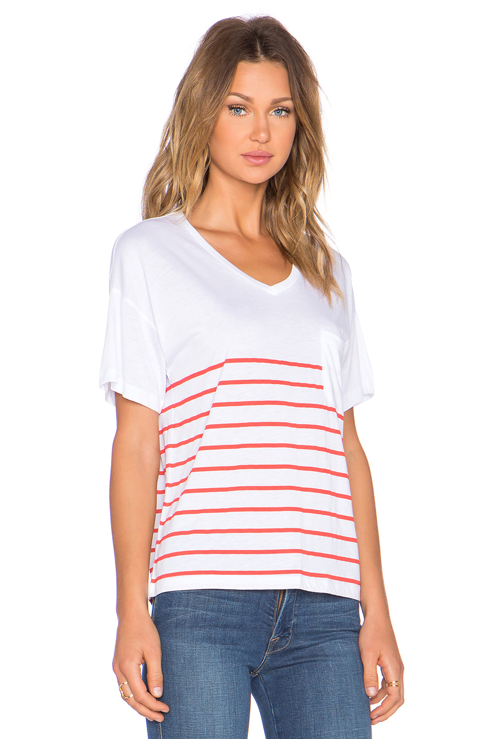 Lyst - Zoe Karssen Striped Cotton T-Shirt in Orange