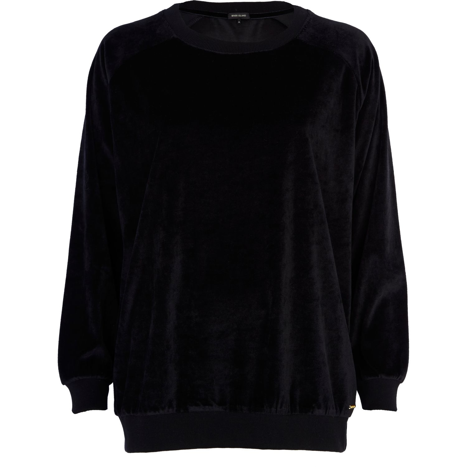 River island Black Velour Oversized Sweatshirt in Black for Men | Lyst